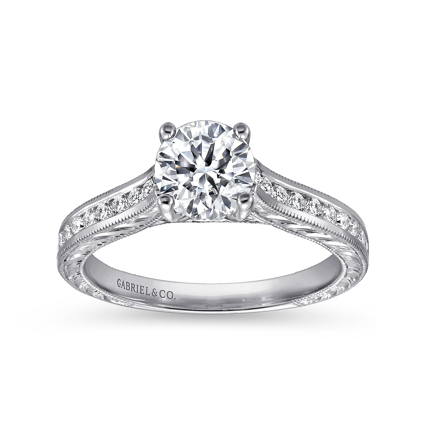 14k White Gold Diamond Straight Engagement Ring angle 5 14k White Gold Diamond Straight Engagement Ring angle 5