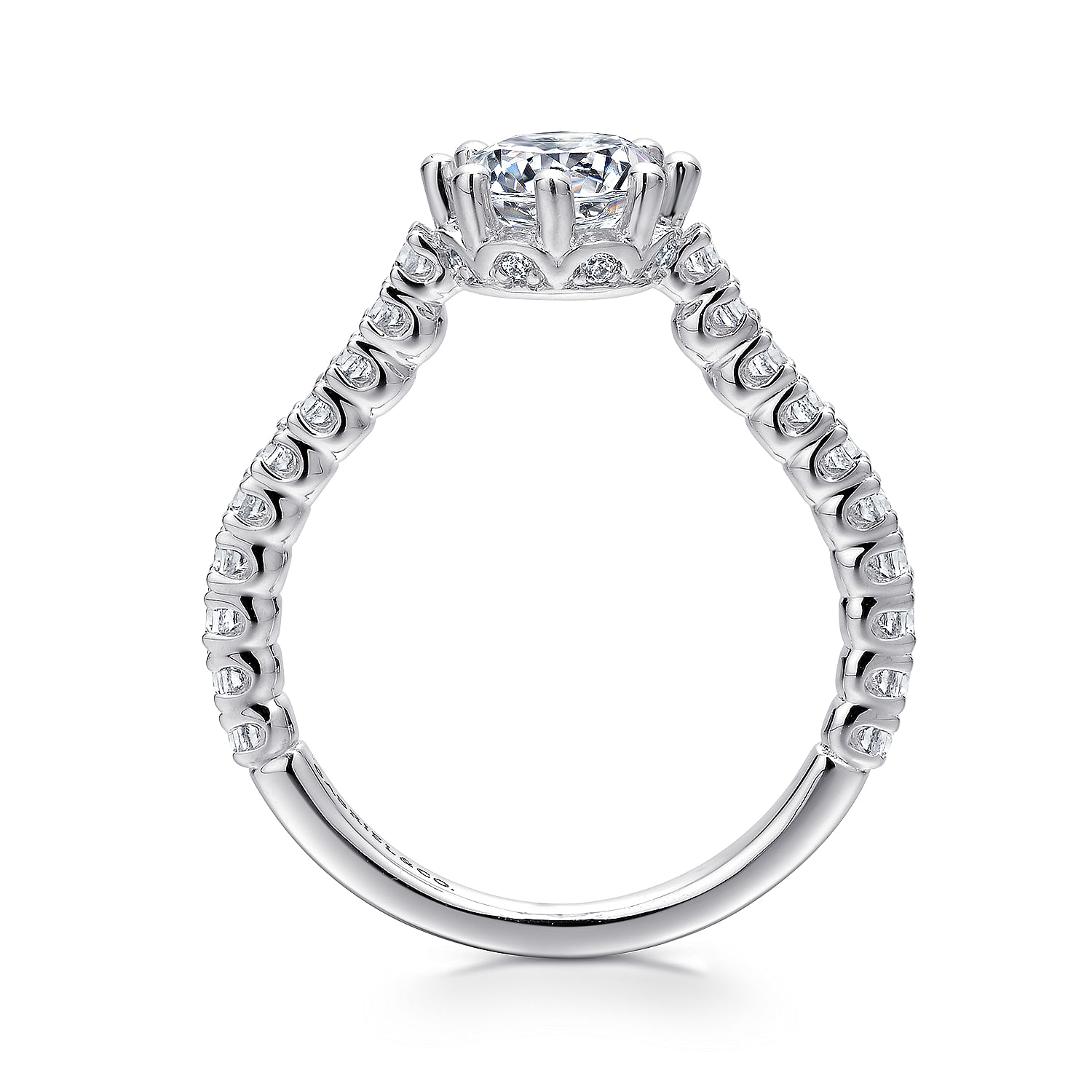 14k White Gold Diamond Straight Engagement Ring angle 2 14k White Gold Diamond Straight Engagement Ring angle 2