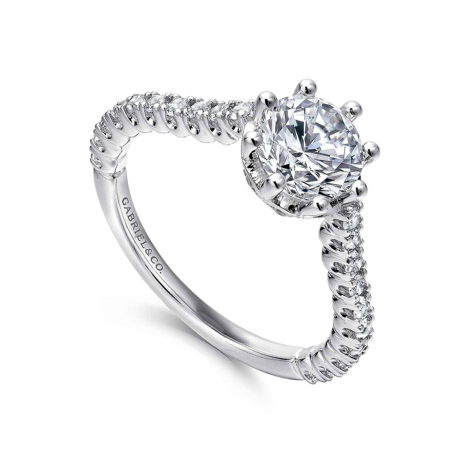 14k White Gold Diamond Straight Engagement Ring angle 3 14k White Gold Diamond Straight Engagement Ring angle 3