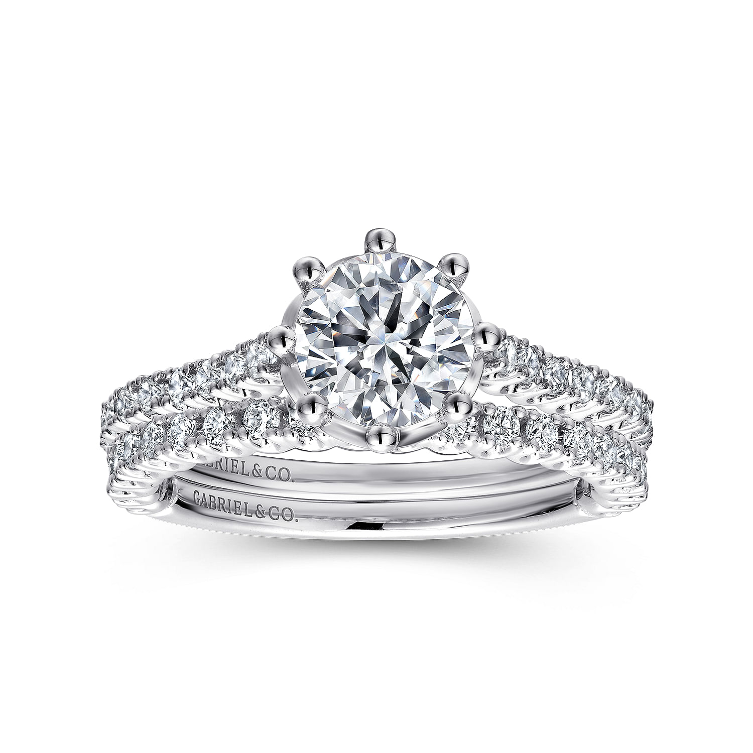 14k White Gold Diamond Straight Engagement Ring angle 4 14k White Gold Diamond Straight Engagement Ring angle 4