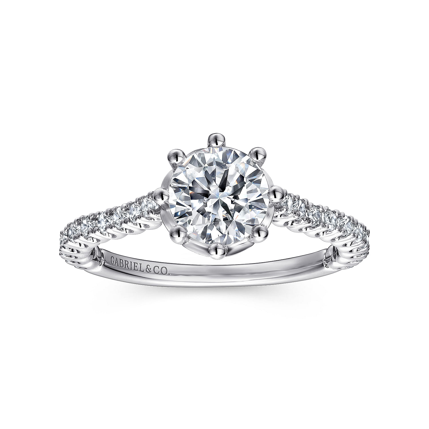 14k White Gold Diamond Straight Engagement Ring angle 5 14k White Gold Diamond Straight Engagement Ring angle 5