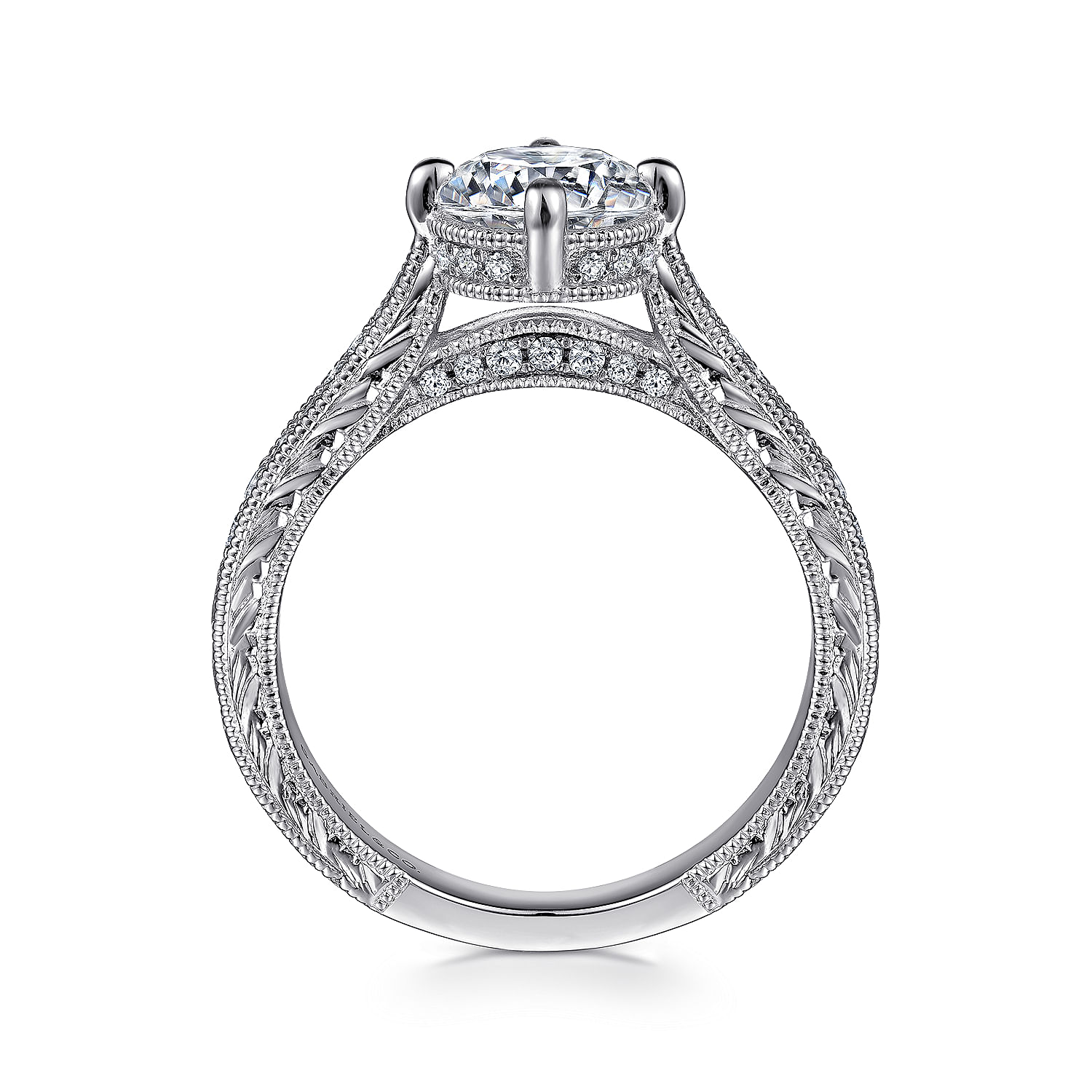 14k White Gold Diamond Straight Engagement Ring angle 2 14k White Gold Diamond Straight Engagement Ring angle 2