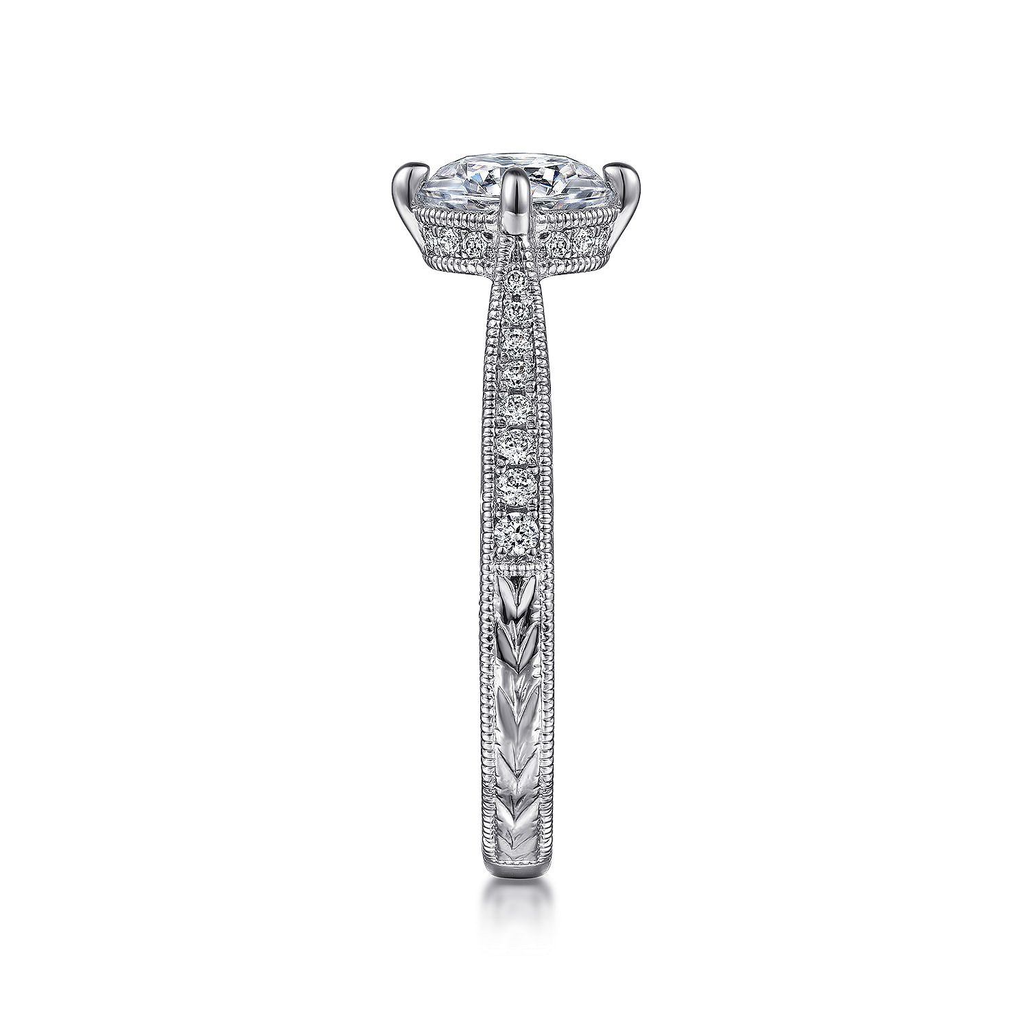 14k White Gold Diamond Straight Engagement Ring angle 5 14k White Gold Diamond Straight Engagement Ring angle 5