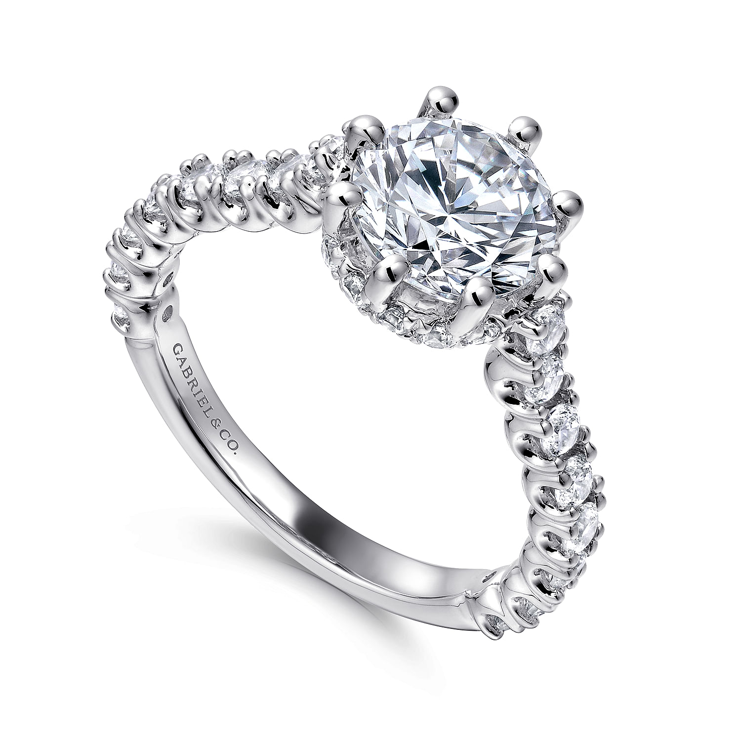 14k White Gold Diamond Straight Engagement Ring angle 3 14k White Gold Diamond Straight Engagement Ring angle 3