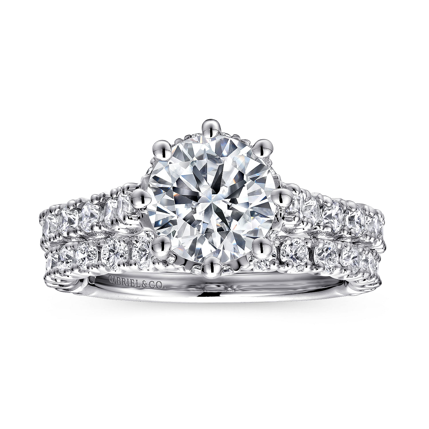 14k White Gold Diamond Straight Engagement Ring angle 4 14k White Gold Diamond Straight Engagement Ring angle 4