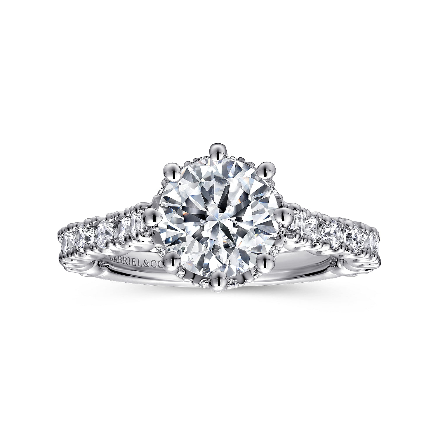 14k White Gold Diamond Straight Engagement Ring angle 5 14k White Gold Diamond Straight Engagement Ring angle 5