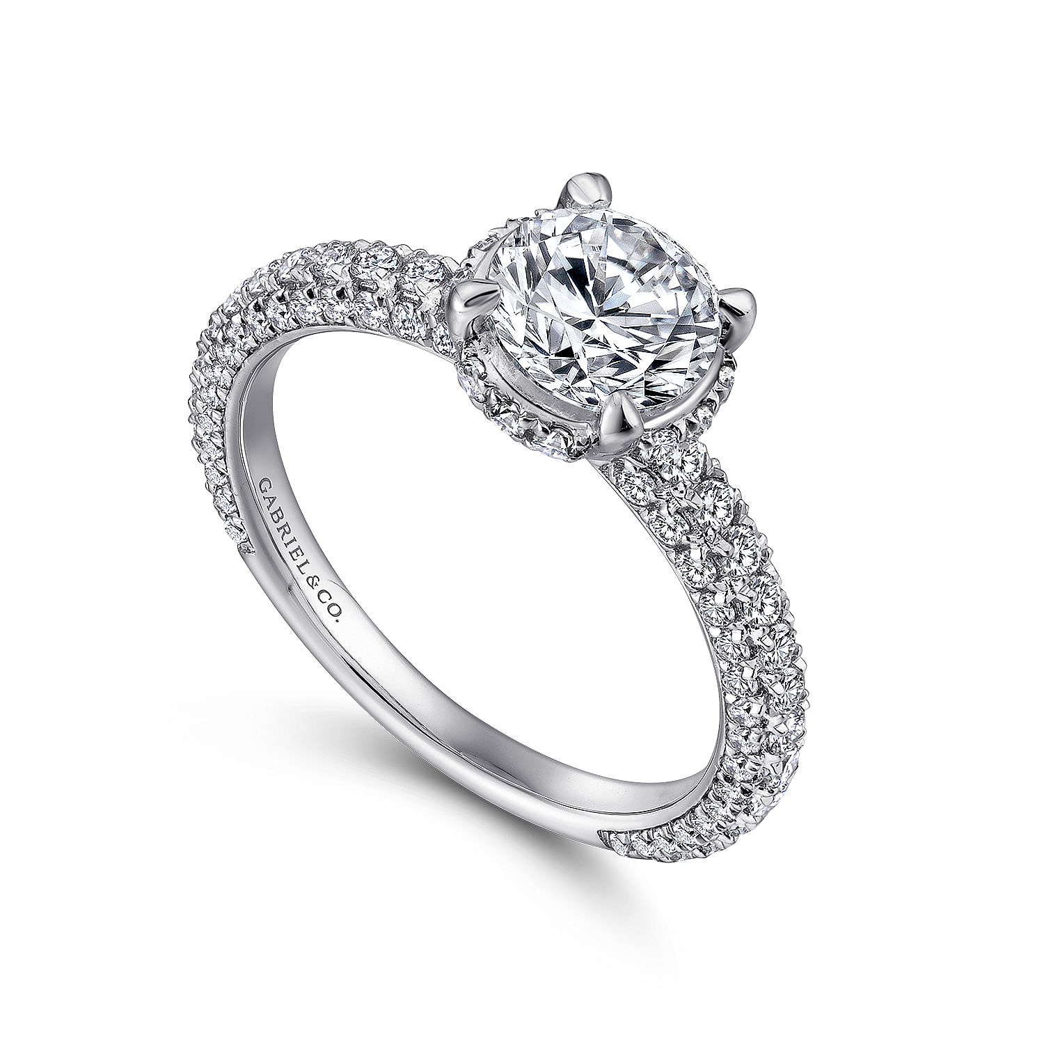 14k White Gold Diamond Straight Engagement Ring angle 3 14k White Gold Diamond Straight Engagement Ring angle 3