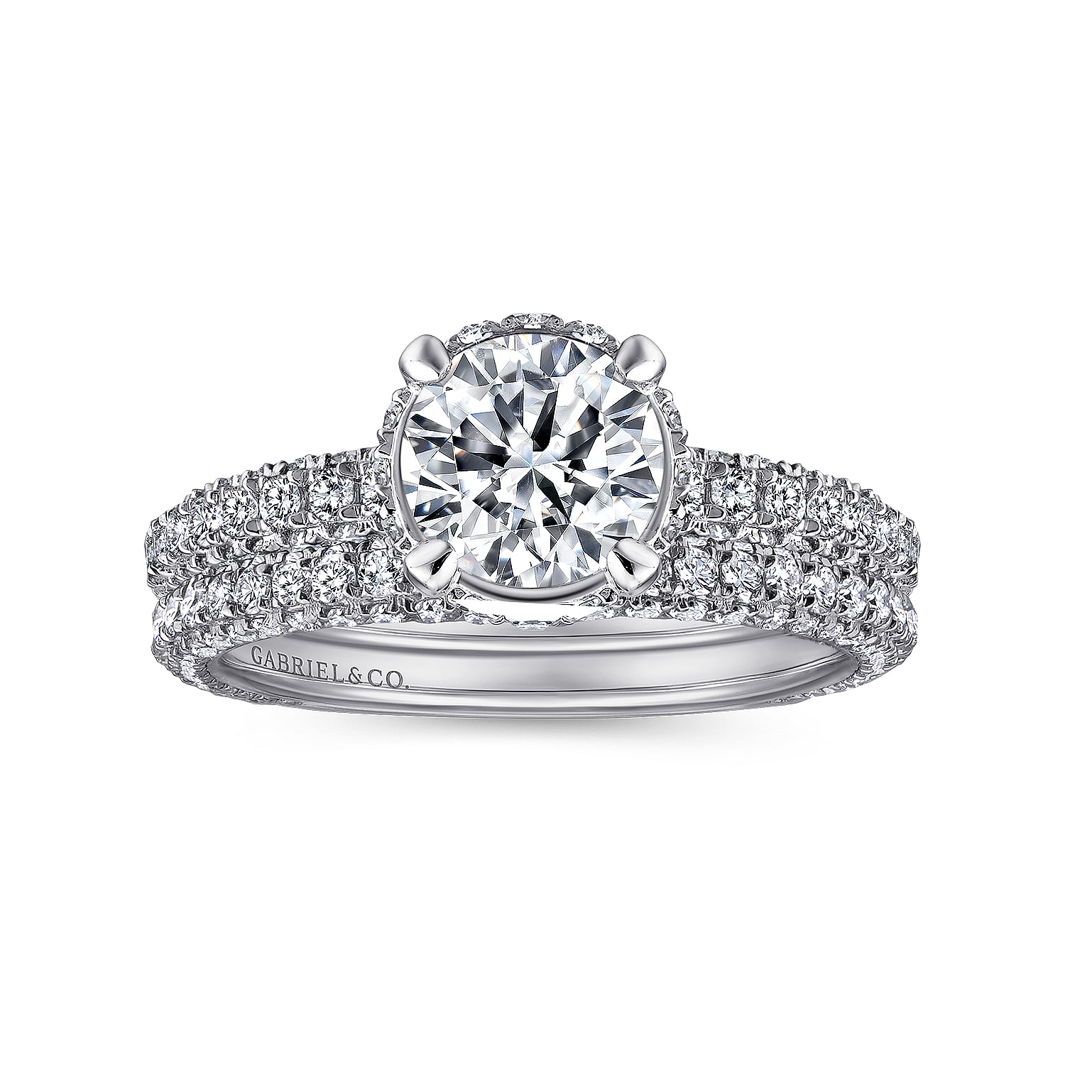 14k White Gold Diamond Straight Engagement Ring angle 4 14k White Gold Diamond Straight Engagement Ring angle 4