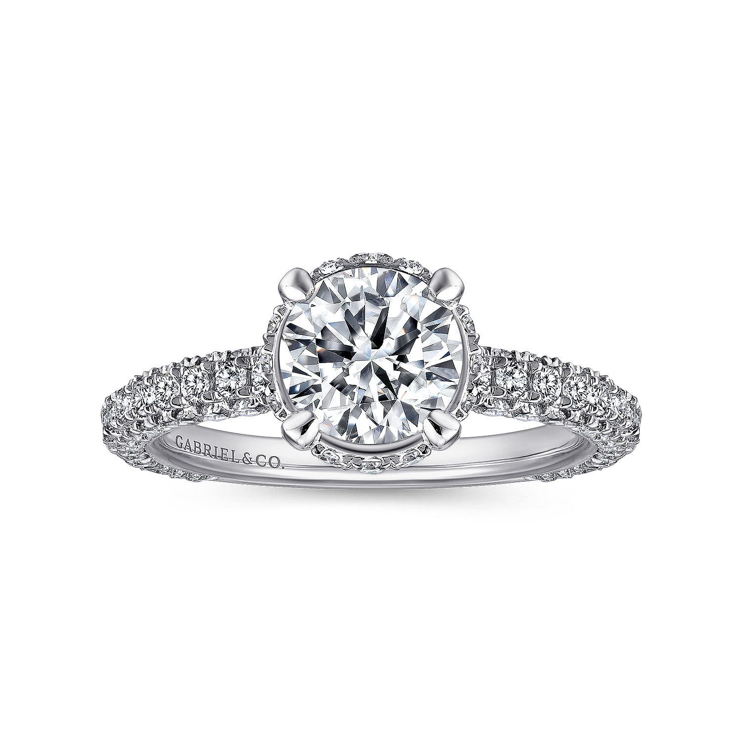 14k White Gold Diamond Straight Engagement Ring angle 5 14k White Gold Diamond Straight Engagement Ring angle 5