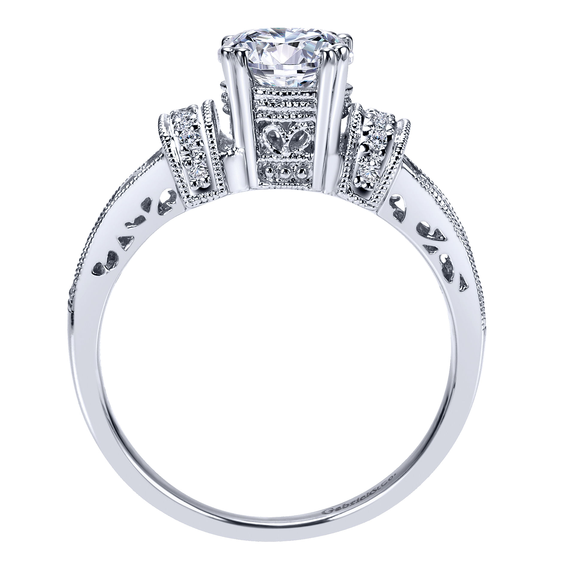 14k White Gold Diamond Straight Engagement Ring angle 2 14k White Gold Diamond Straight Engagement Ring angle 2