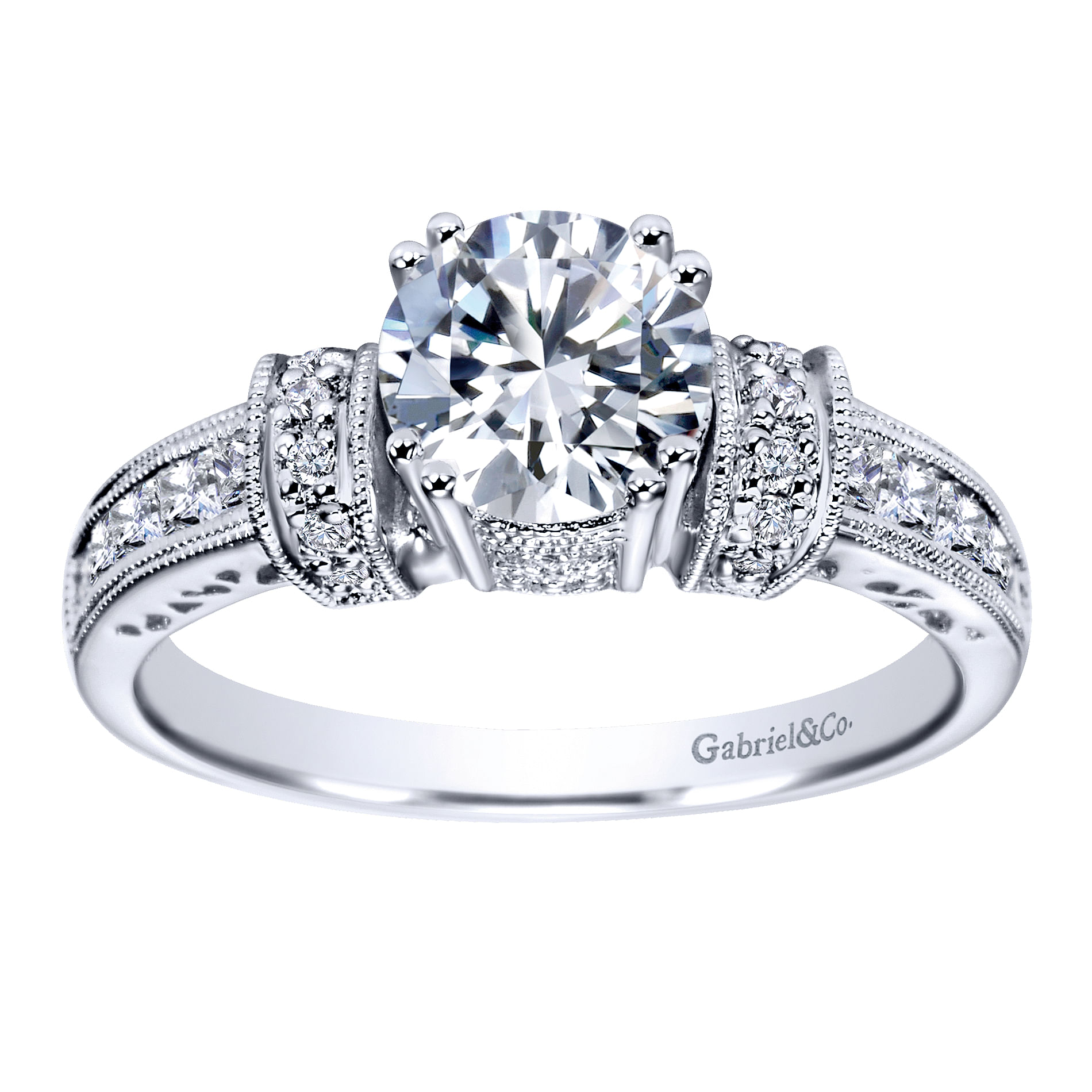 14k White Gold Diamond Straight Engagement Ring angle 5 14k White Gold Diamond Straight Engagement Ring angle 5