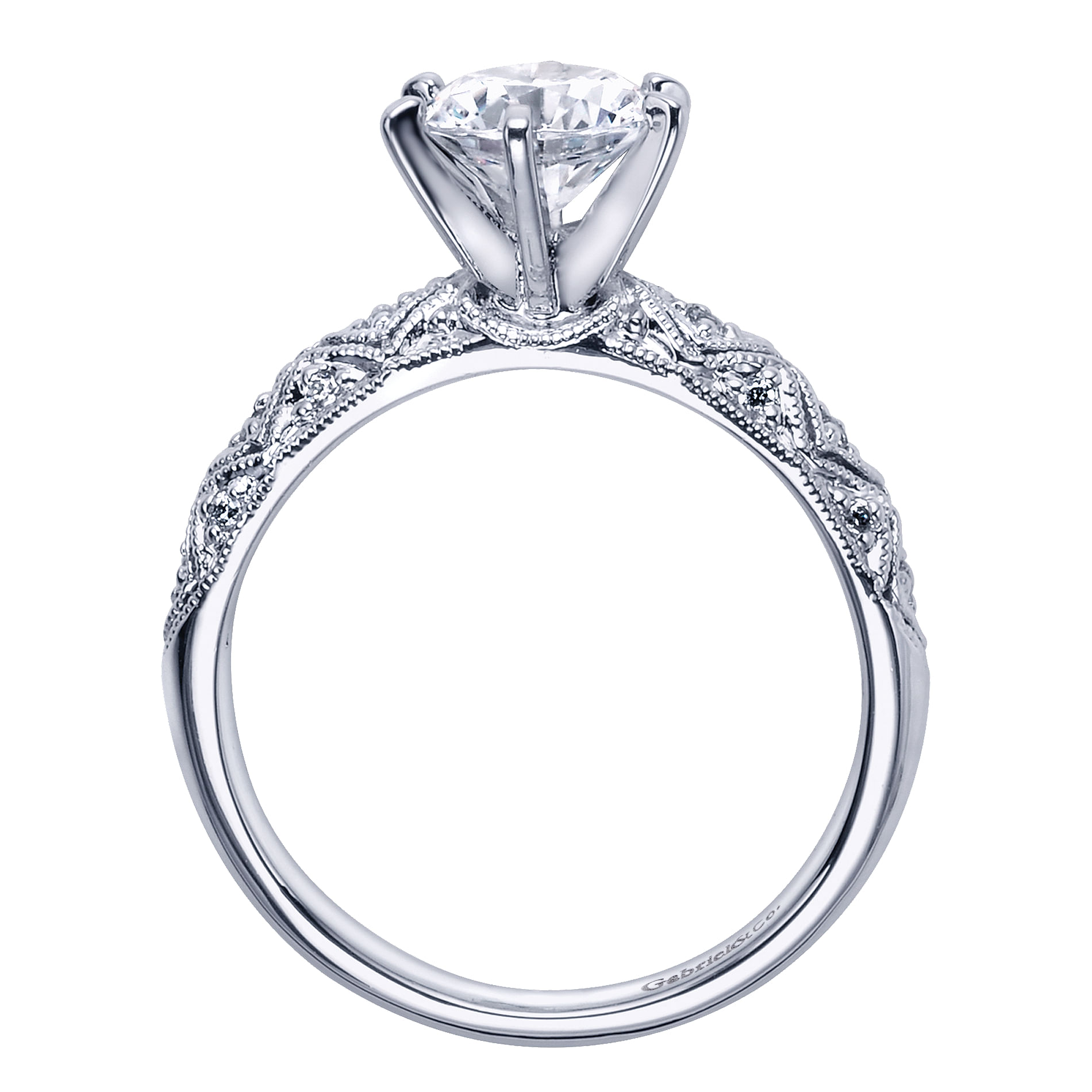14k White Gold Diamond Straight Engagement Ring angle 2 14k White Gold Diamond Straight Engagement Ring angle 2