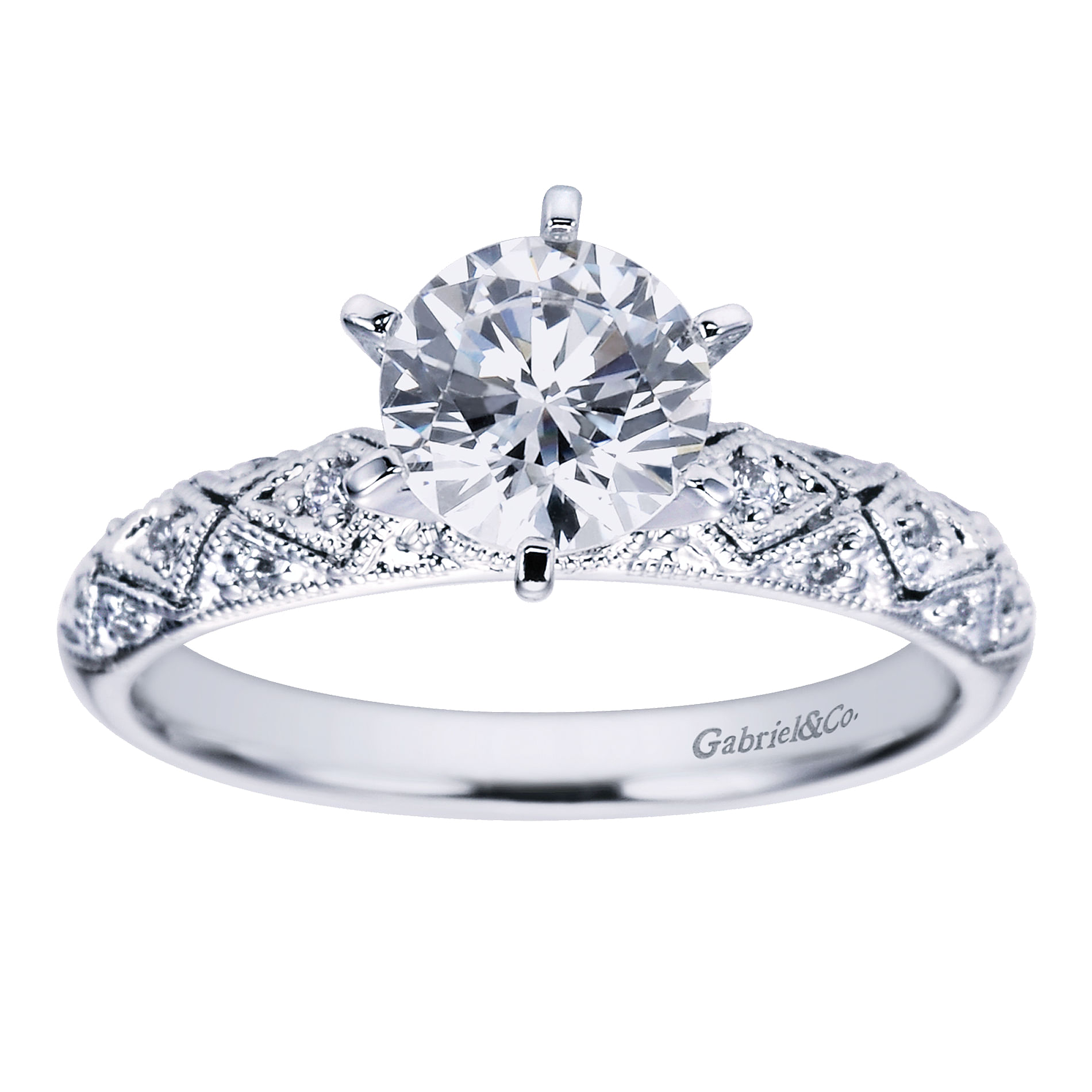 14k White Gold Diamond Straight Engagement Ring angle 5 14k White Gold Diamond Straight Engagement Ring angle 5