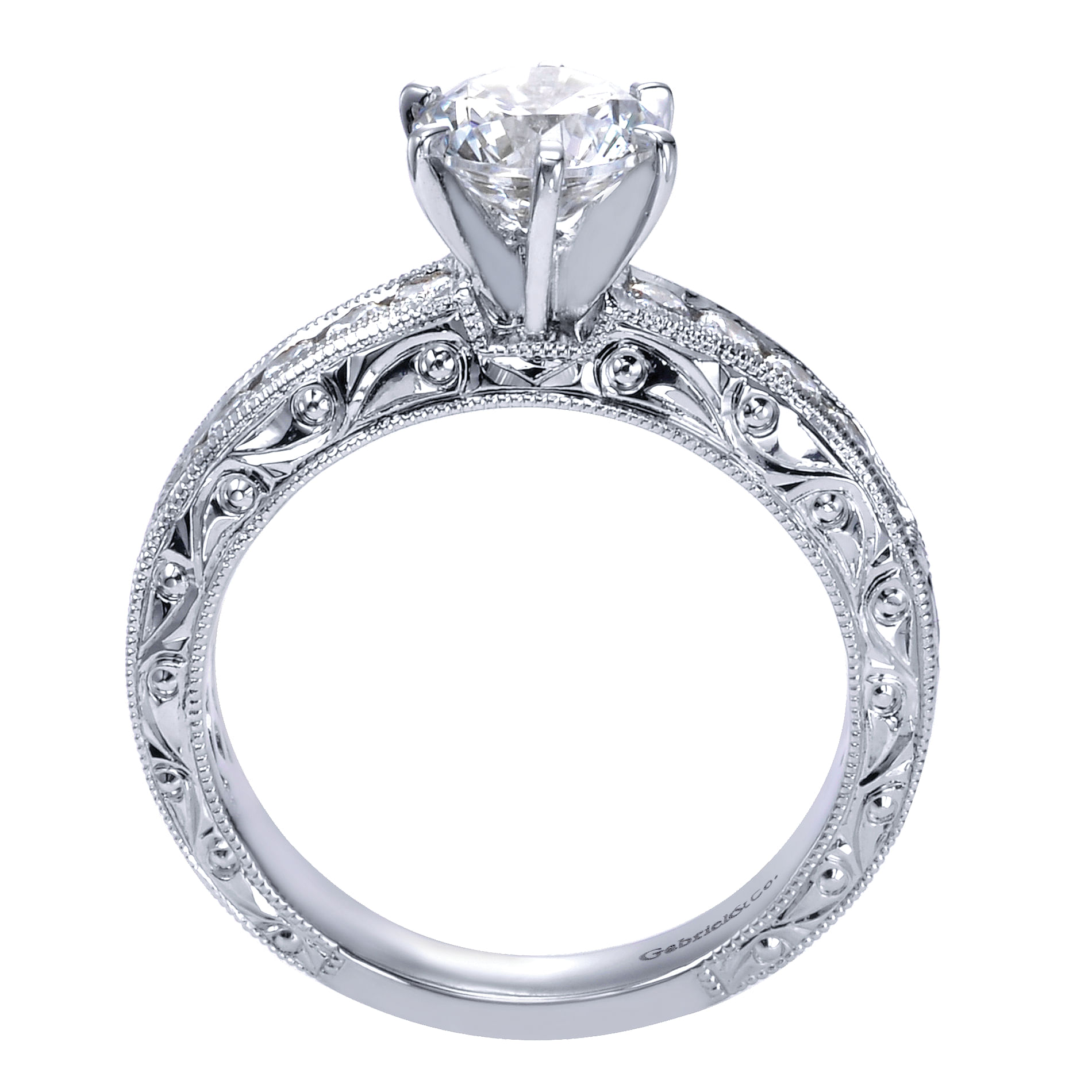 14k White Gold Diamond Straight Engagement Ring angle 2 14k White Gold Diamond Straight Engagement Ring angle 2