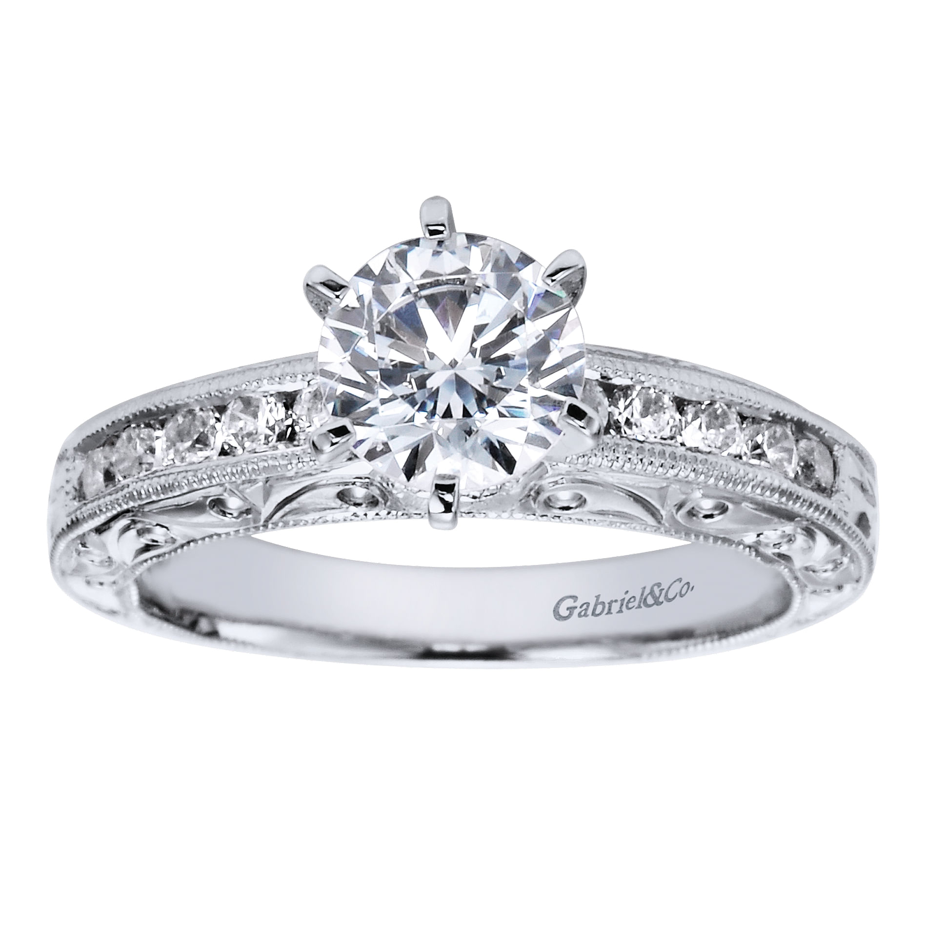 14k White Gold Diamond Straight Engagement Ring angle 5 14k White Gold Diamond Straight Engagement Ring angle 5