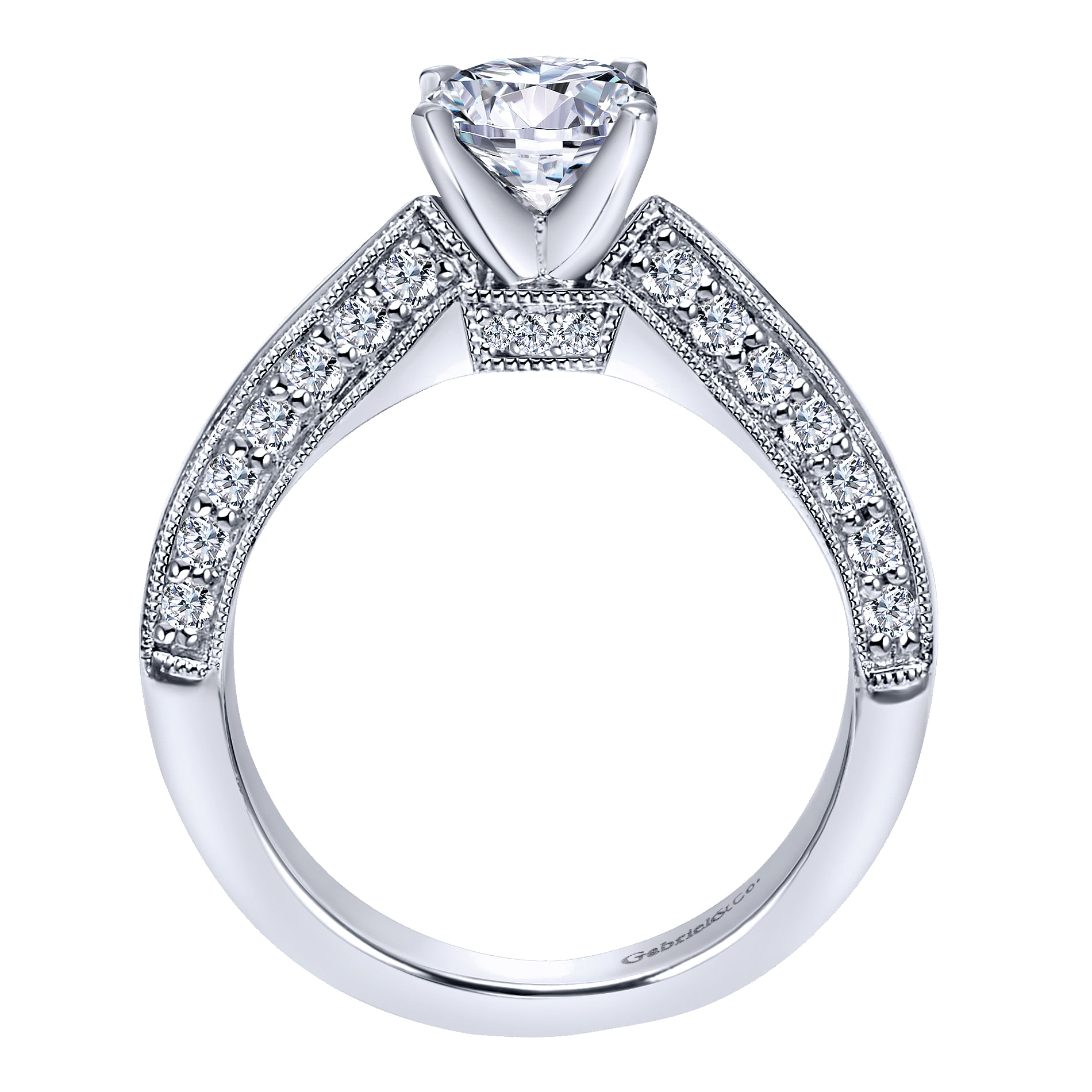 14k White Gold Diamond Straight Engagement Ring angle 2 14k White Gold Diamond Straight Engagement Ring angle 2