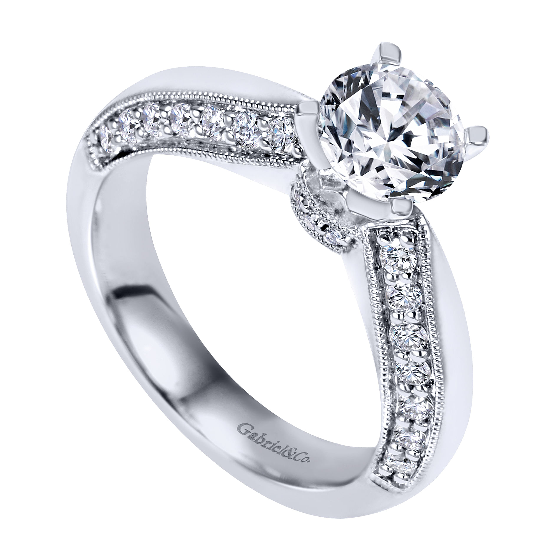 14k White Gold Diamond Straight Engagement Ring angle 3 14k White Gold Diamond Straight Engagement Ring angle 3