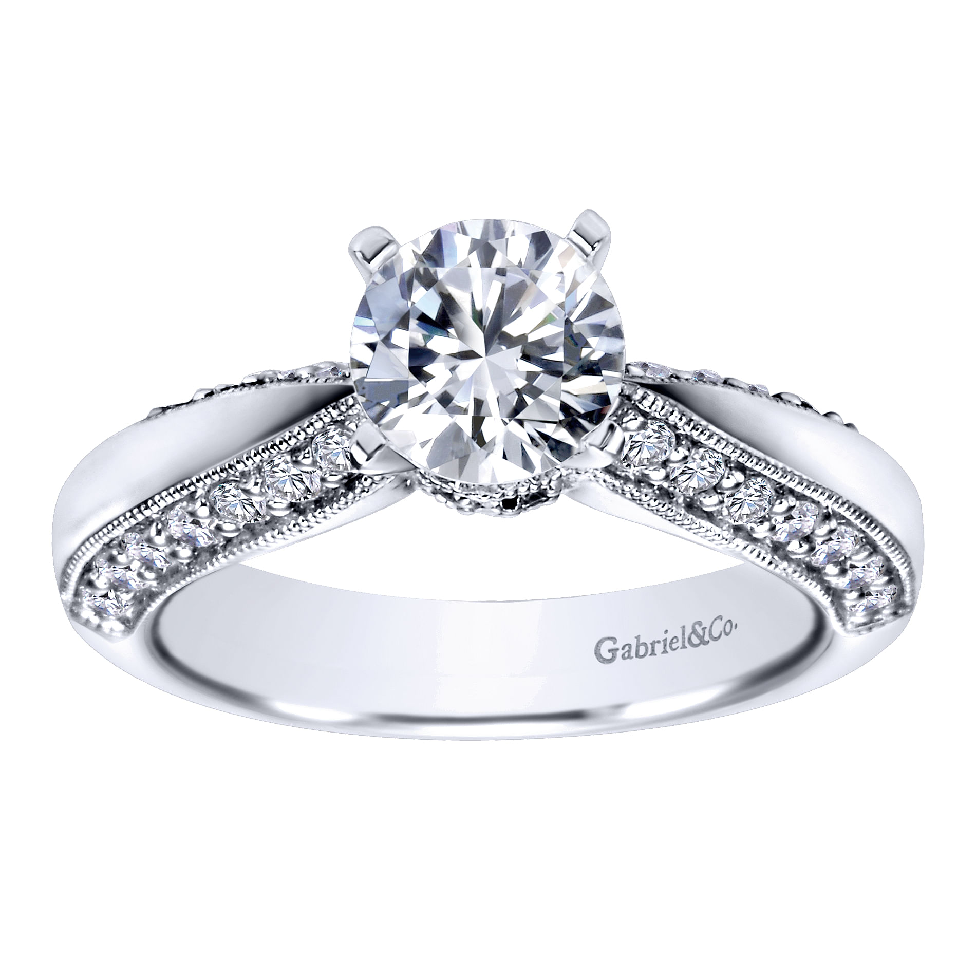 14k White Gold Diamond Straight Engagement Ring angle 5 14k White Gold Diamond Straight Engagement Ring angle 5