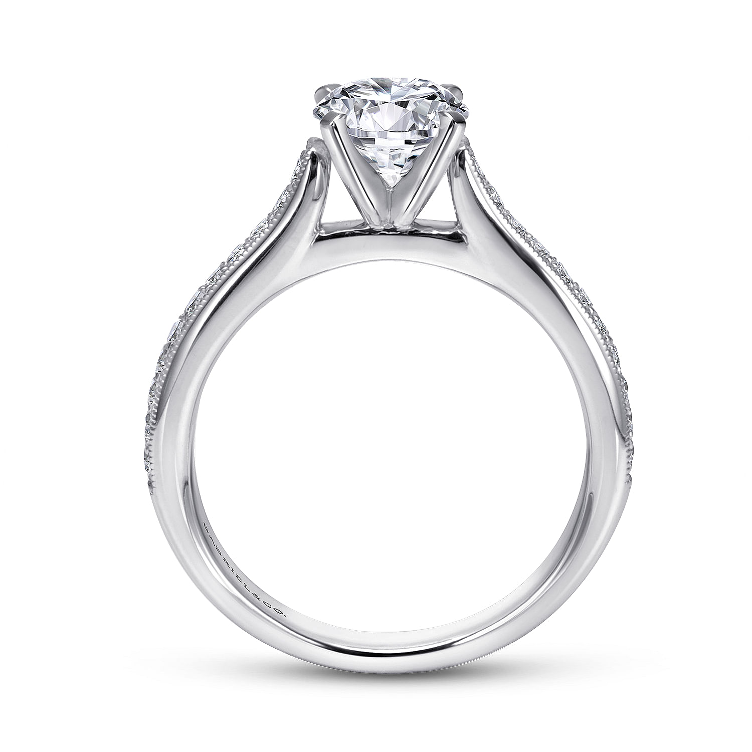 14k White Gold Diamond Straight Engagement Ring angle 2 14k White Gold Diamond Straight Engagement Ring angle 2
