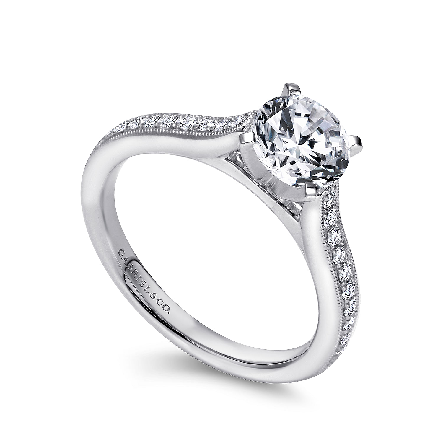 14k White Gold Diamond Straight Engagement Ring angle 3 14k White Gold Diamond Straight Engagement Ring angle 3