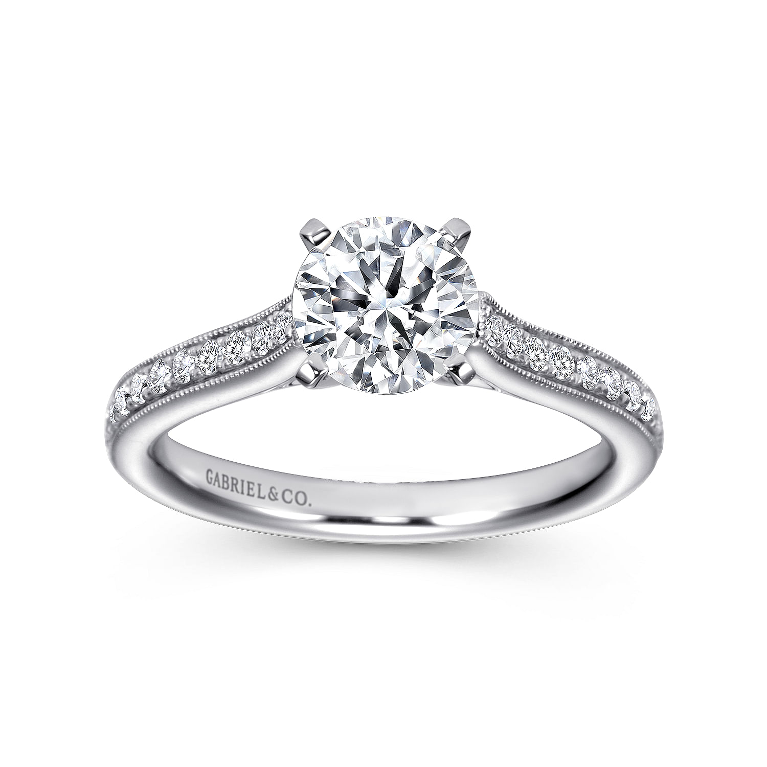 14k White Gold Diamond Straight Engagement Ring angle 5 14k White Gold Diamond Straight Engagement Ring angle 5
