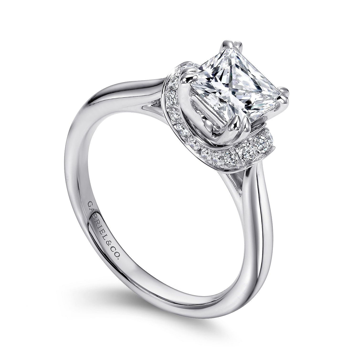14k White Gold Diamond Straight Engagement Ring angle 3 14k White Gold Diamond Straight Engagement Ring angle 3