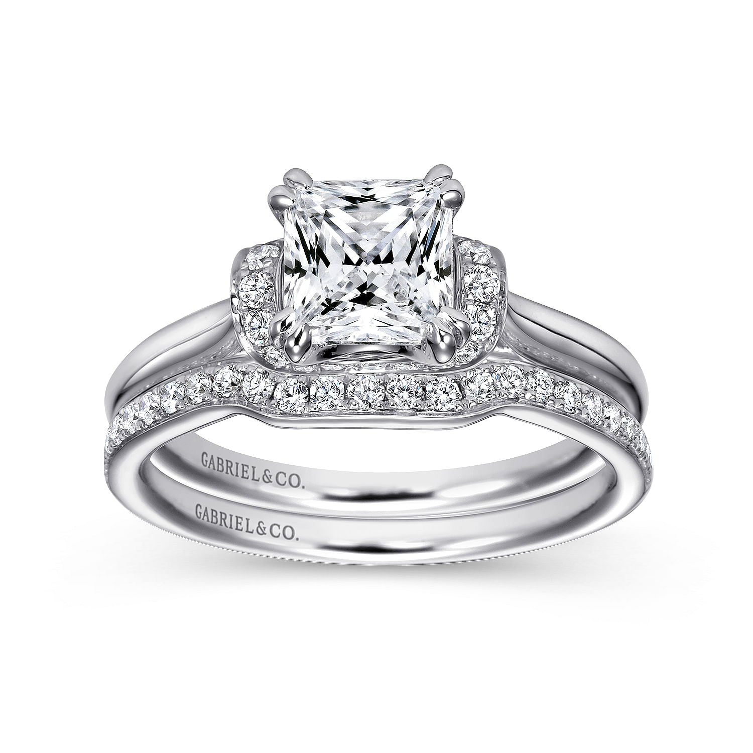 14k White Gold Diamond Straight Engagement Ring angle 4 14k White Gold Diamond Straight Engagement Ring angle 4