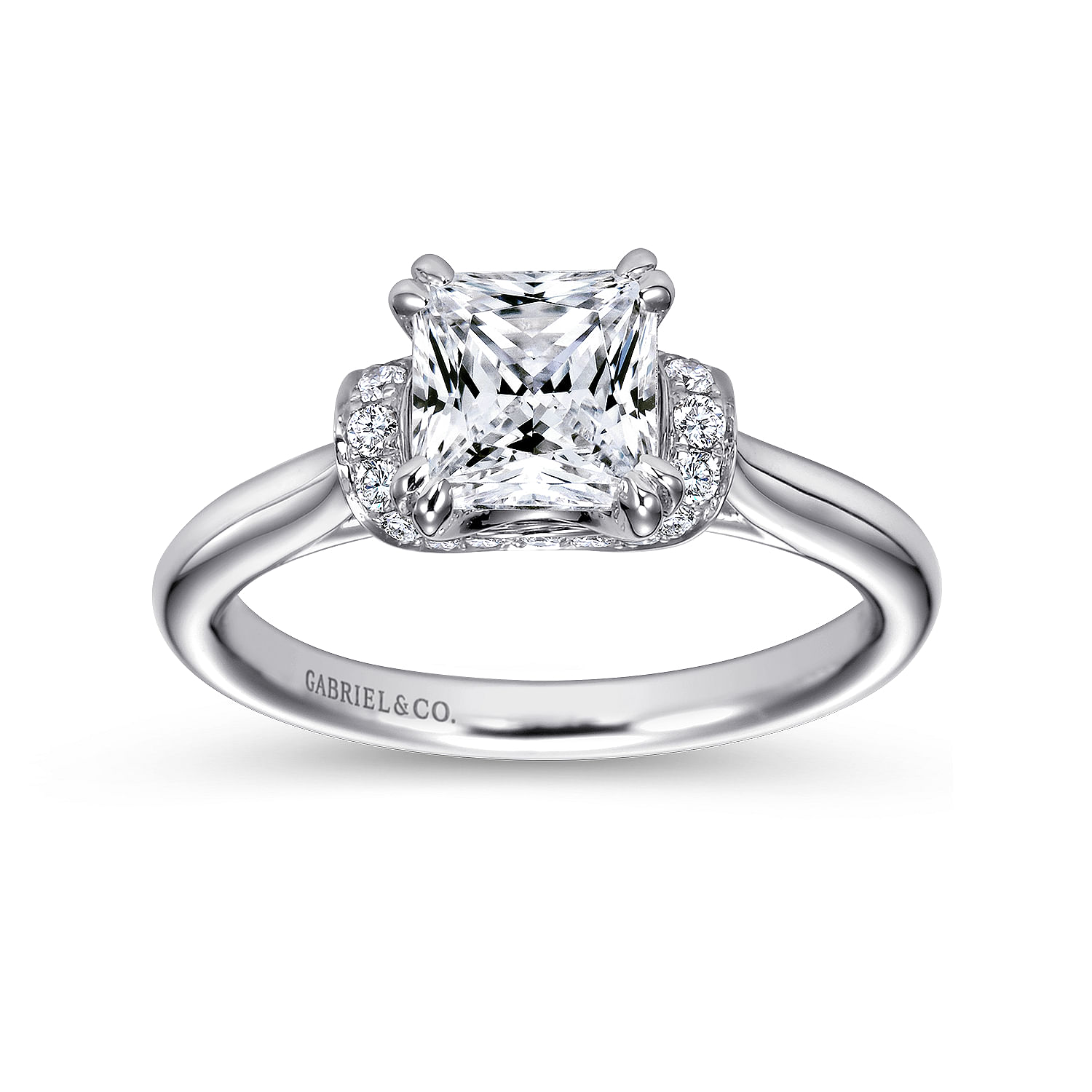 14k White Gold Diamond Straight Engagement Ring angle 5 14k White Gold Diamond Straight Engagement Ring angle 5