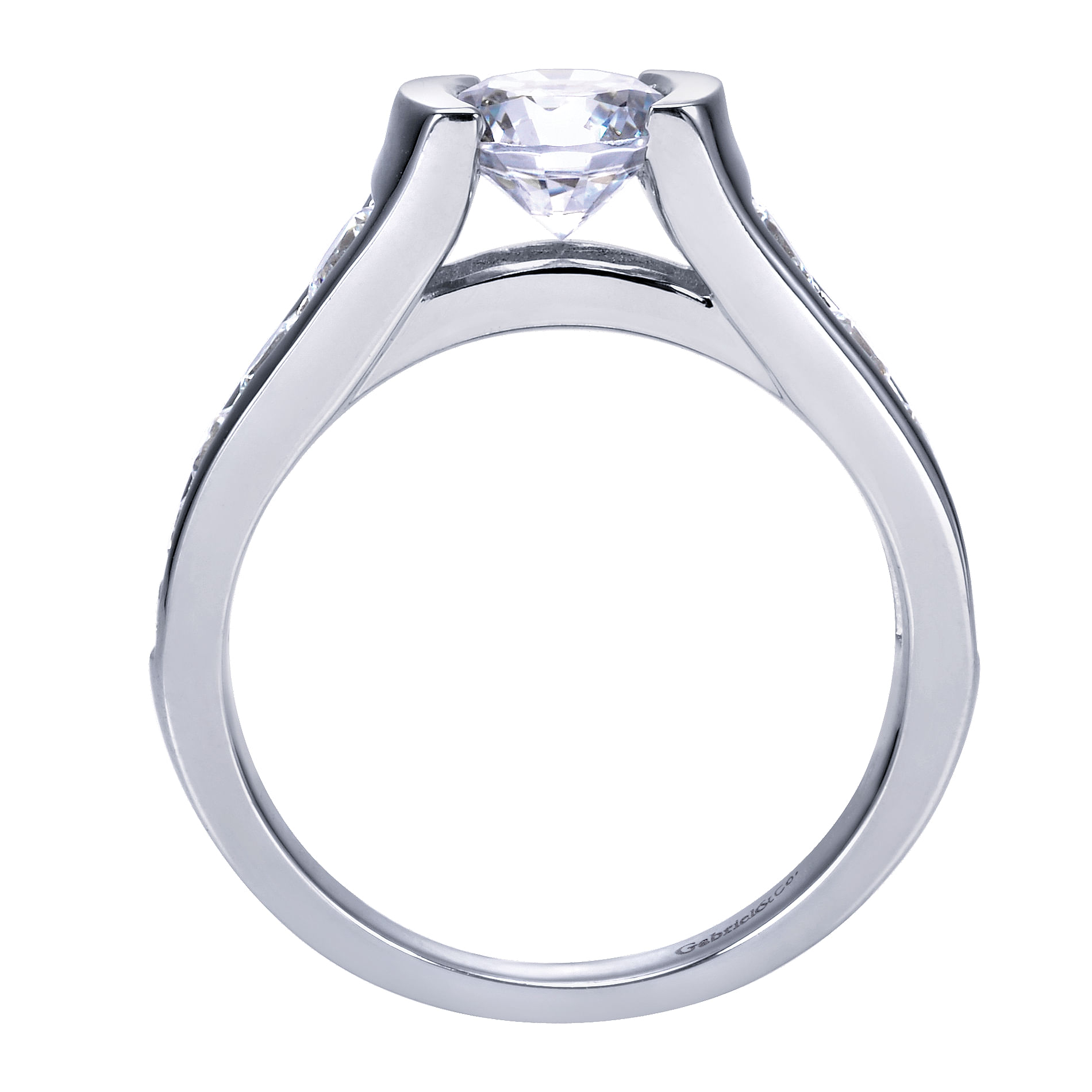 14k White Gold Diamond Straight Engagement Ring angle 2 14k White Gold Diamond Straight Engagement Ring angle 2