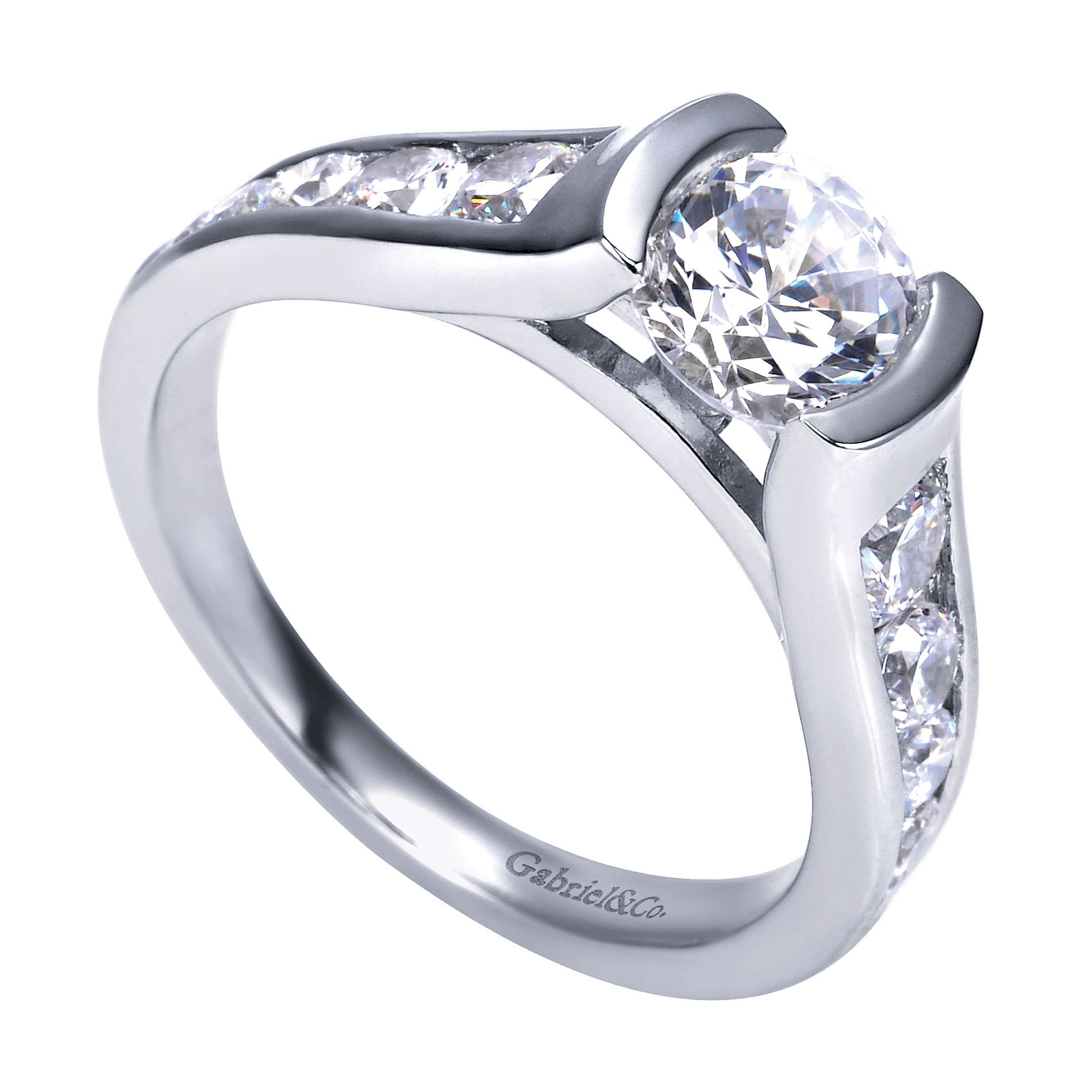 14k White Gold Diamond Straight Engagement Ring angle 3 14k White Gold Diamond Straight Engagement Ring angle 3