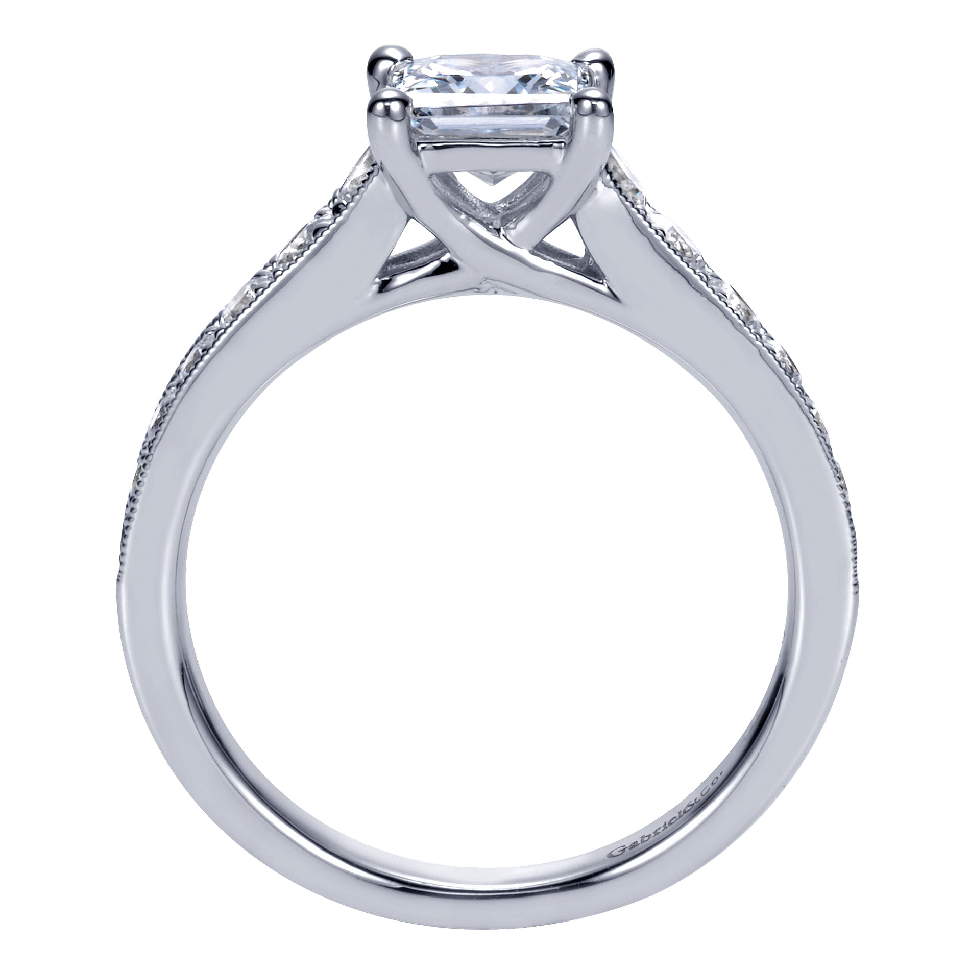 14k White Gold Diamond Straight Engagement Ring angle 2 14k White Gold Diamond Straight Engagement Ring angle 2