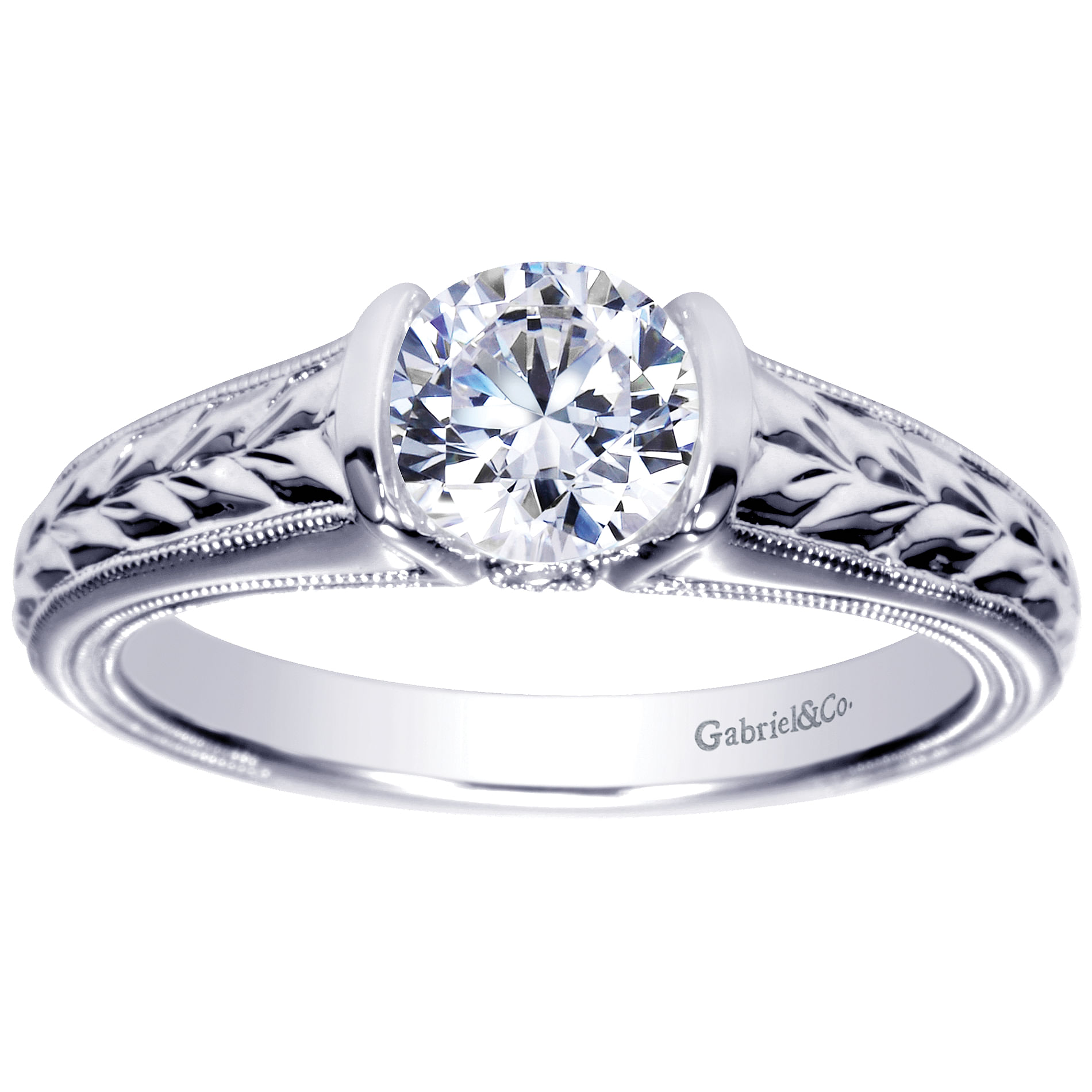 14k White Gold Diamond Straight Engagement Ring angle 5 14k White Gold Diamond Straight Engagement Ring angle 5