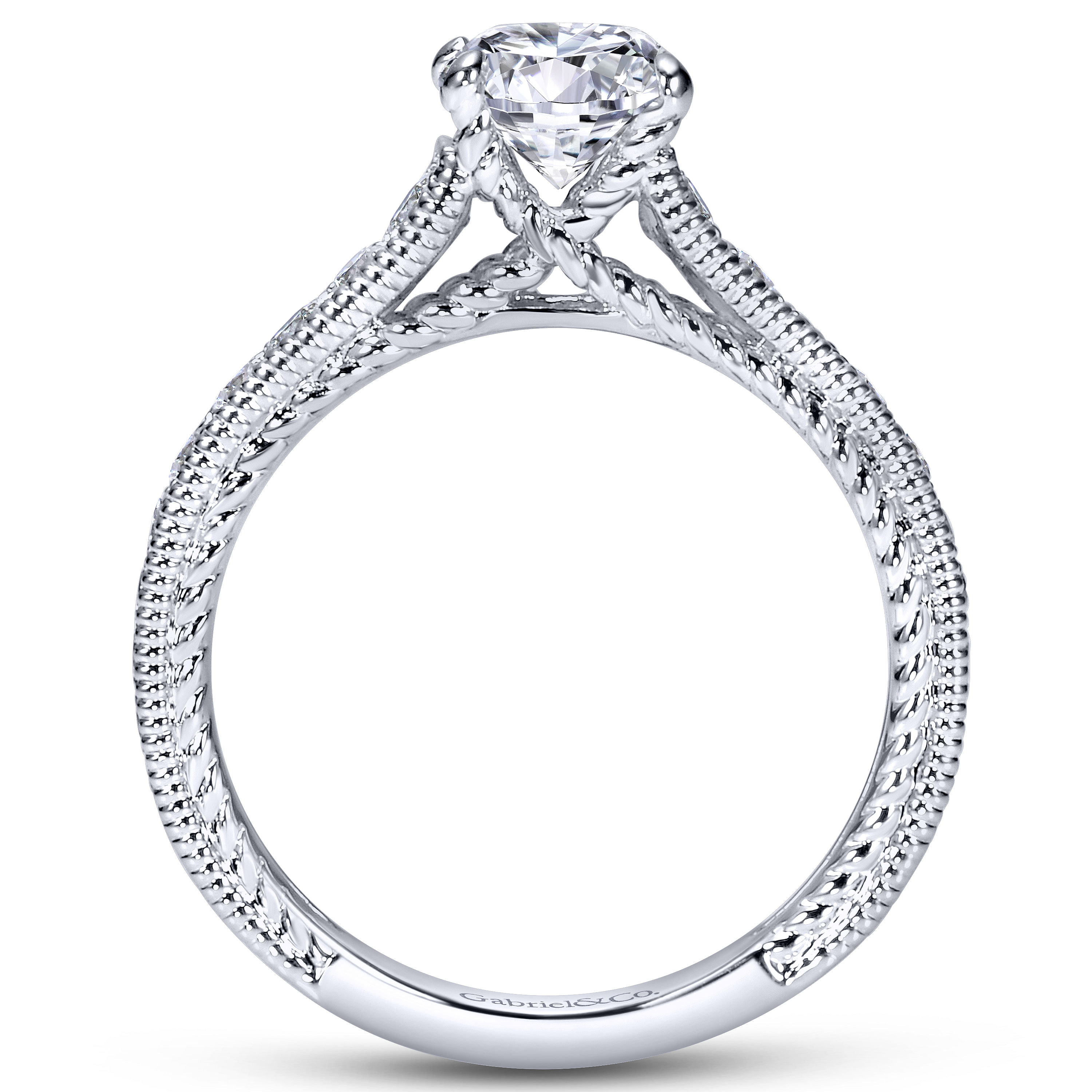 14k White Gold Diamond Straight Engagement Ring angle 2 14k White Gold Diamond Straight Engagement Ring angle 2