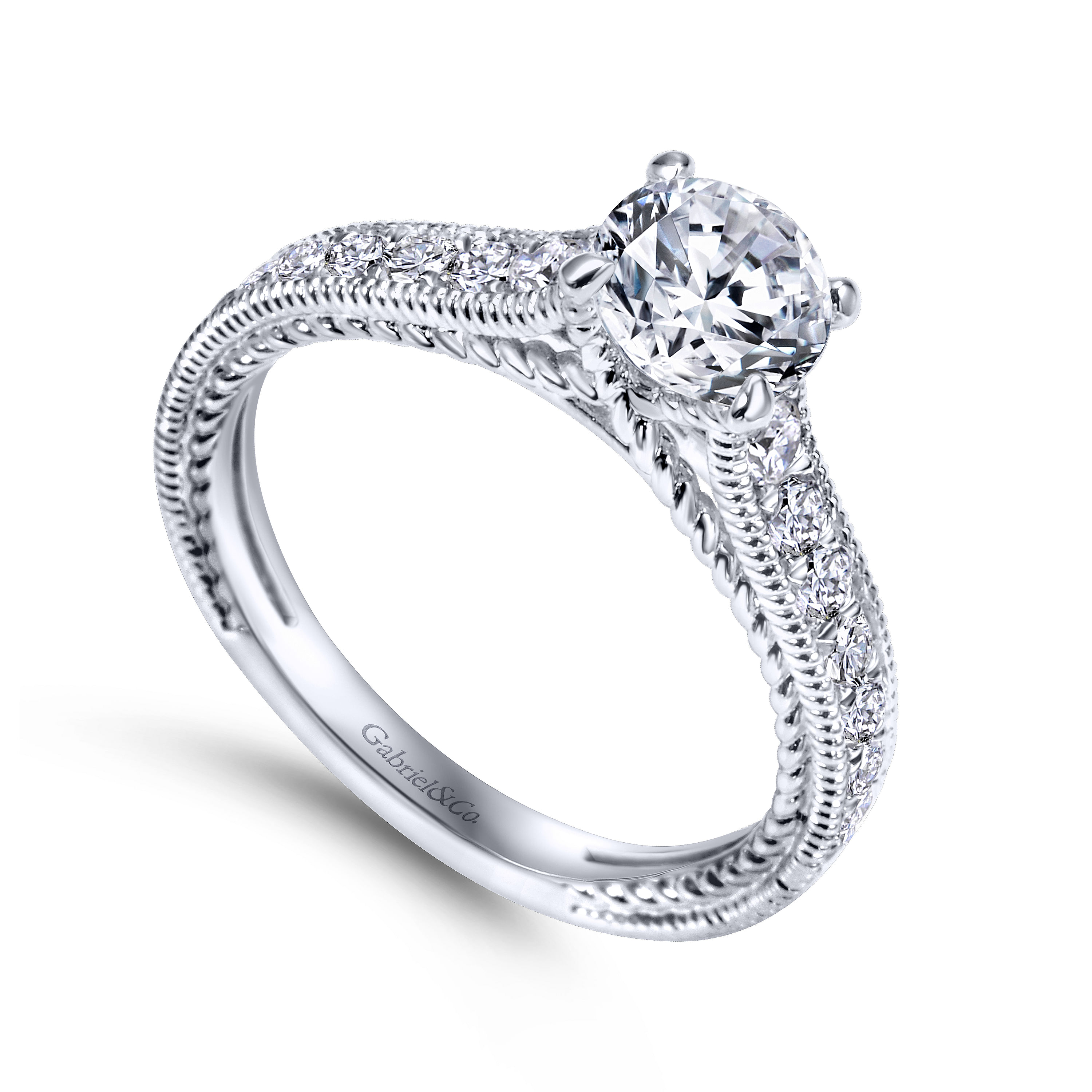 14k White Gold Diamond Straight Engagement Ring angle 3 14k White Gold Diamond Straight Engagement Ring angle 3