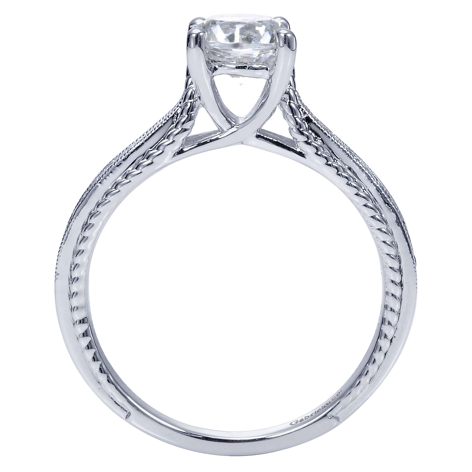 14k White Gold Diamond Straight Engagement Ring angle 2 14k White Gold Diamond Straight Engagement Ring angle 2