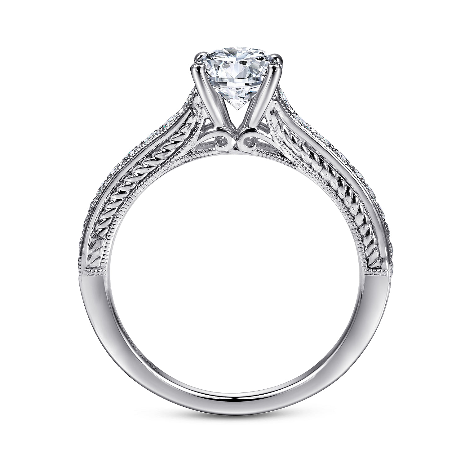 14k White Gold Diamond Straight Engagement Ring angle 2 14k White Gold Diamond Straight Engagement Ring angle 2