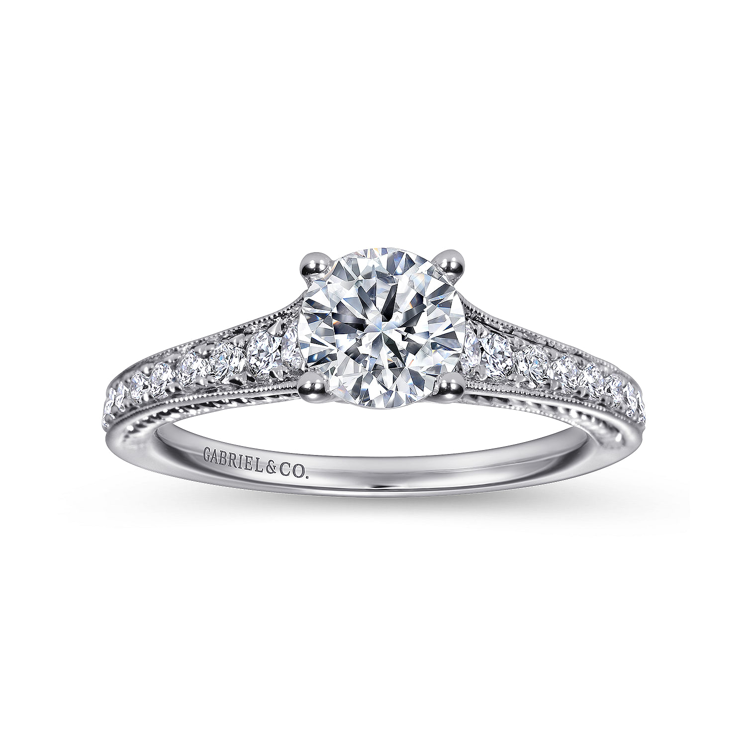 14k White Gold Diamond Straight Engagement Ring angle 5 14k White Gold Diamond Straight Engagement Ring angle 5