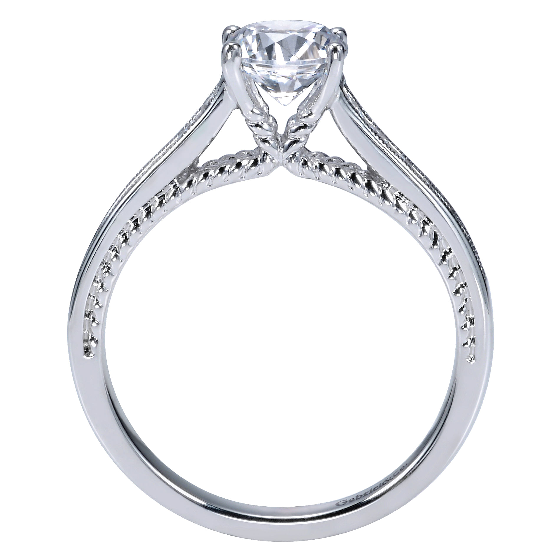 14k White Gold Diamond Straight Engagement Ring angle 2 14k White Gold Diamond Straight Engagement Ring angle 2