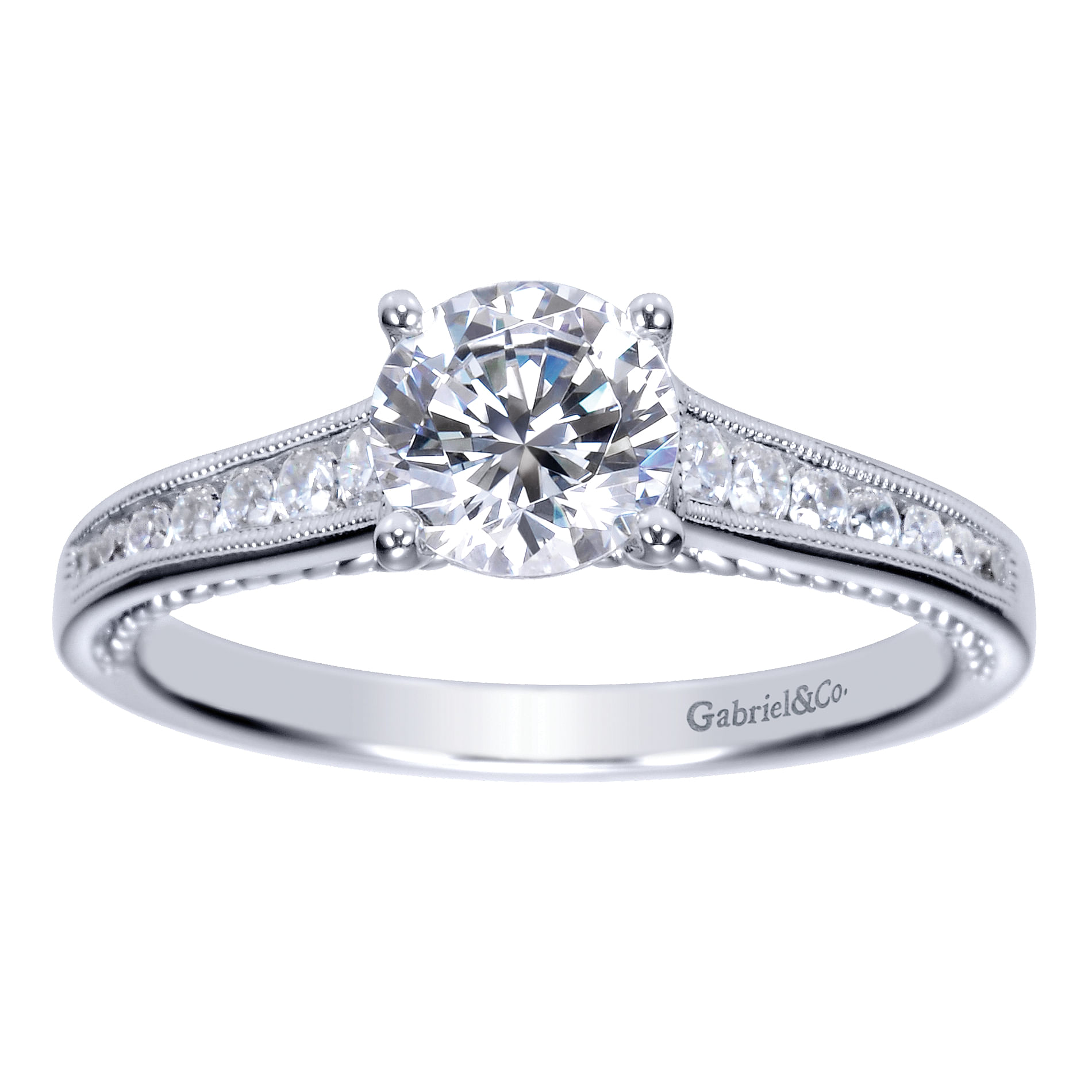 14k White Gold Diamond Straight Engagement Ring angle 5 14k White Gold Diamond Straight Engagement Ring angle 5