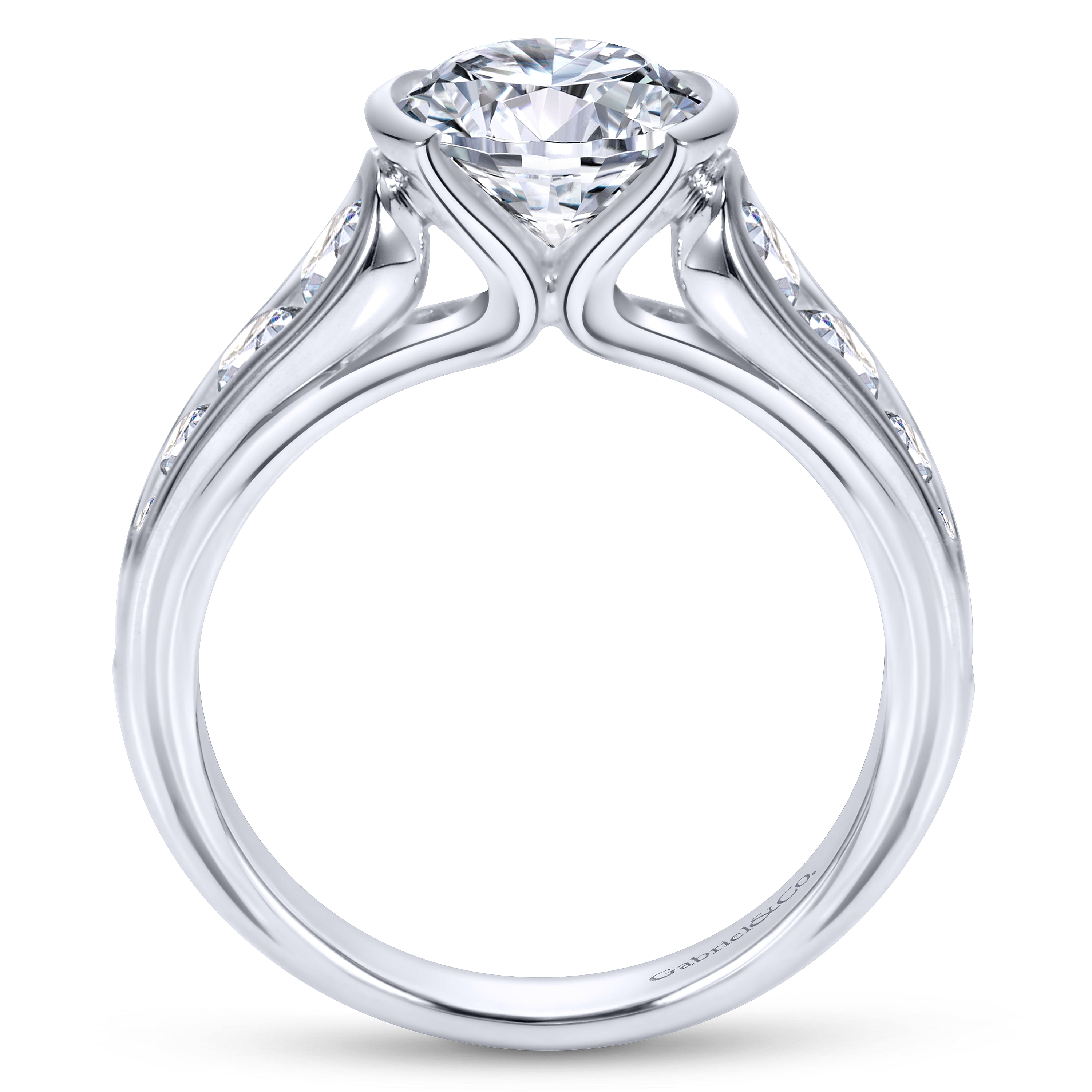 14k White Gold Diamond Straight Engagement Ring angle 2 14k White Gold Diamond Straight Engagement Ring angle 2