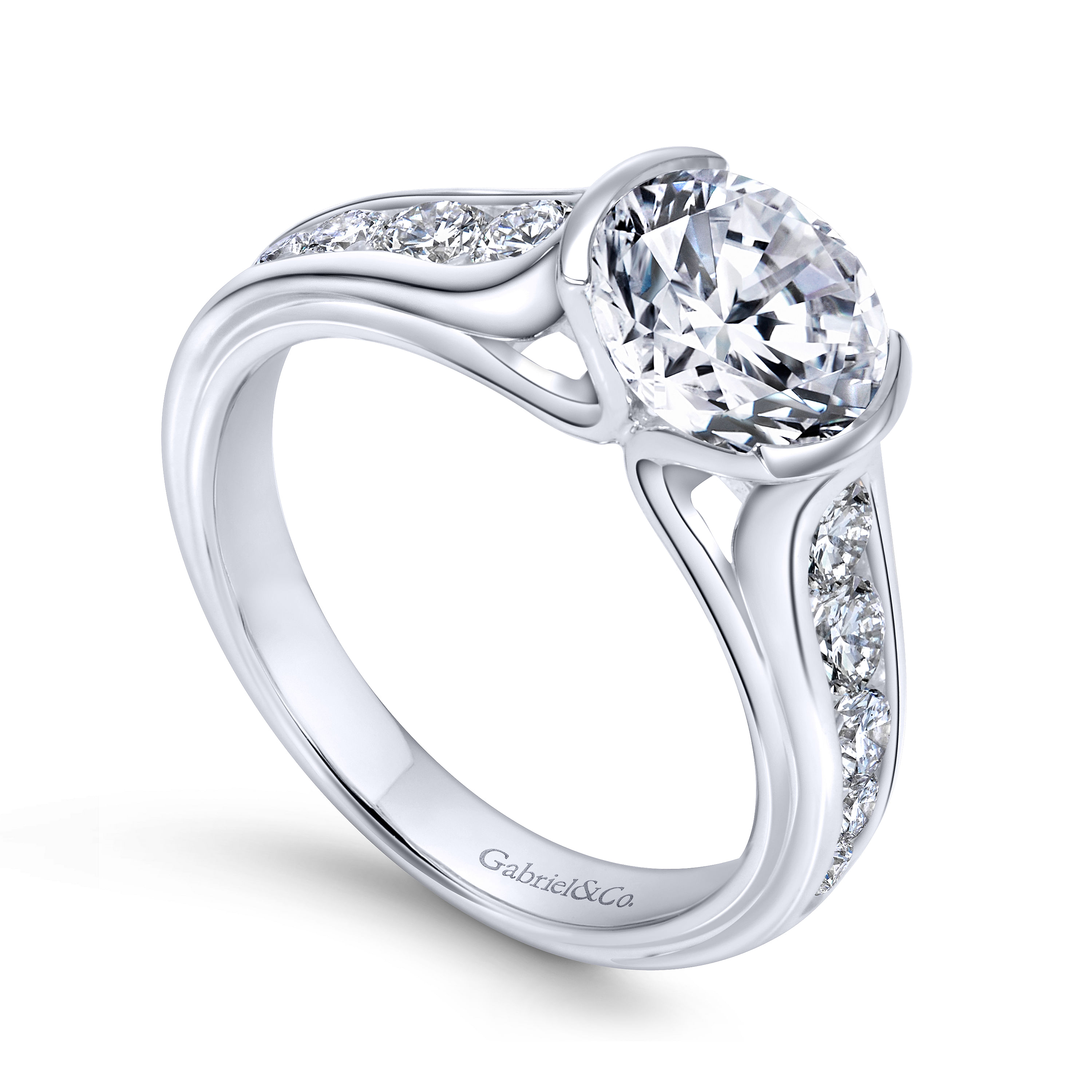 14k White Gold Diamond Straight Engagement Ring angle 3 14k White Gold Diamond Straight Engagement Ring angle 3