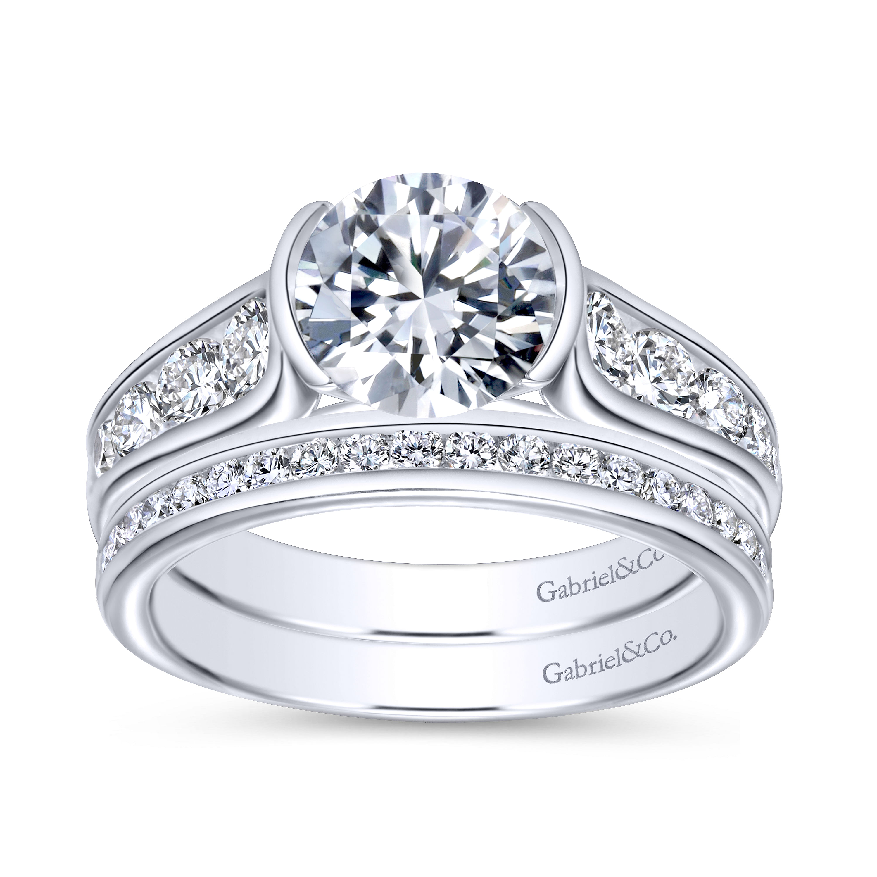 14k White Gold Diamond Straight Engagement Ring angle 4 14k White Gold Diamond Straight Engagement Ring angle 4