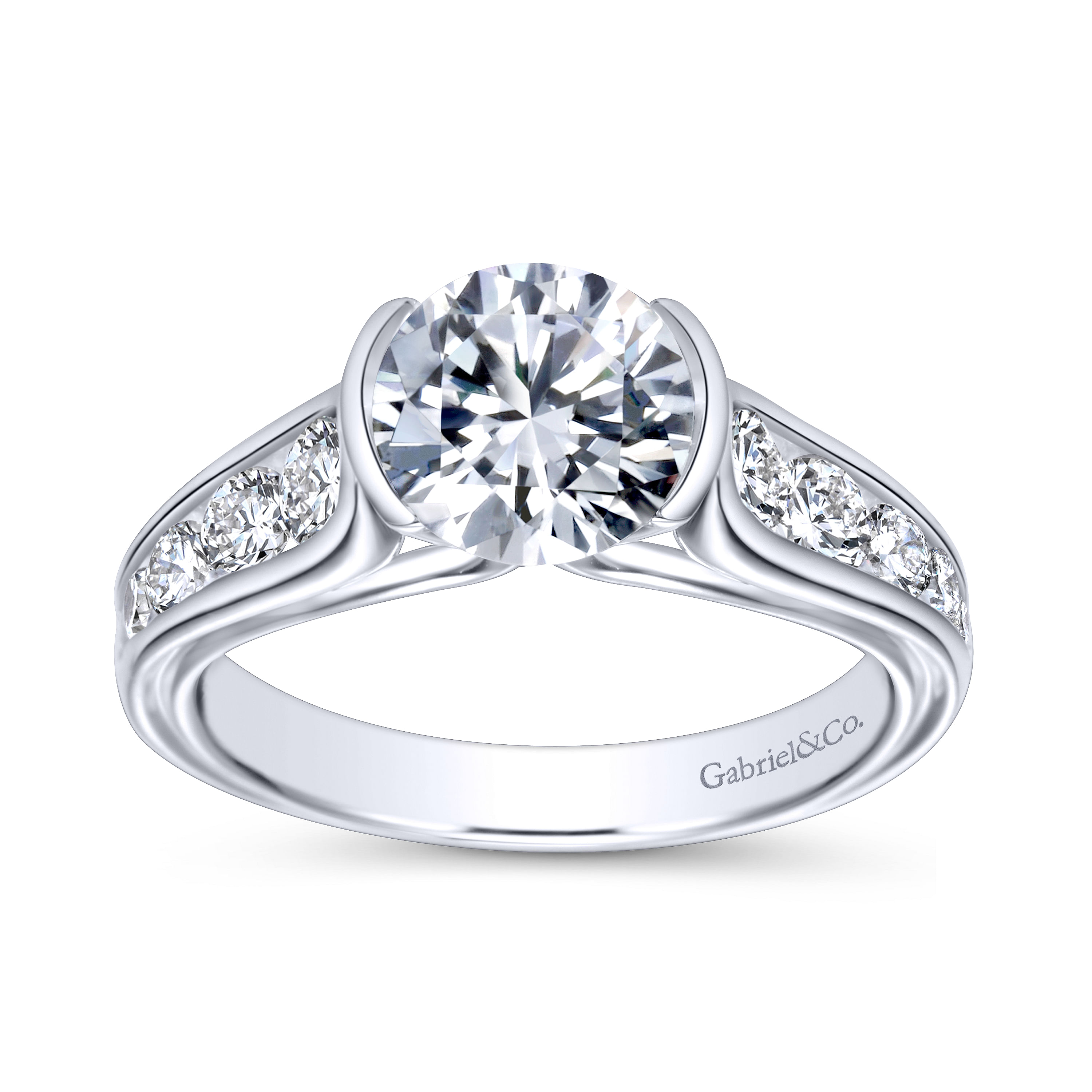 14k White Gold Diamond Straight Engagement Ring angle 5 14k White Gold Diamond Straight Engagement Ring angle 5