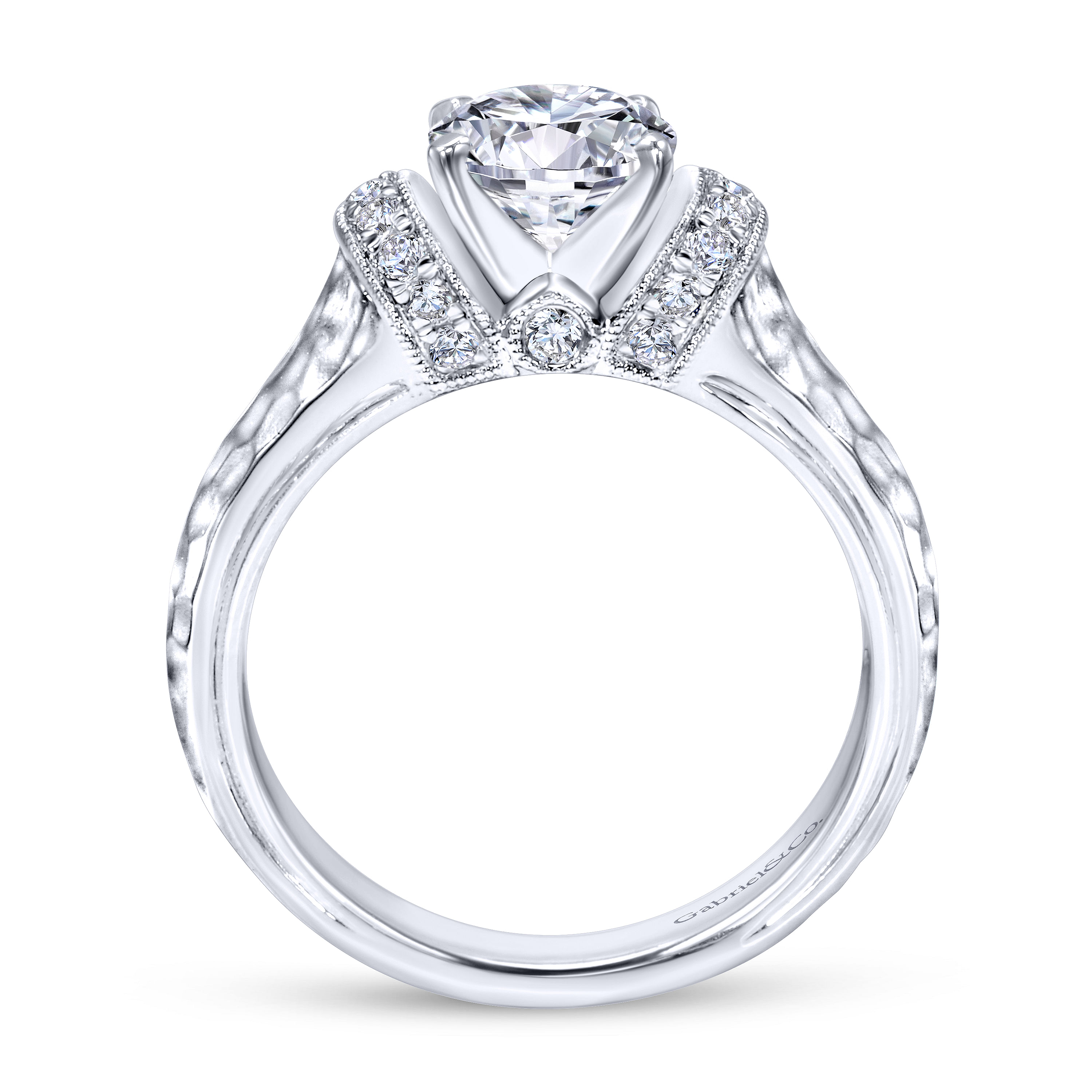 14k White Gold Diamond Straight Engagement Ring angle 2 14k White Gold Diamond Straight Engagement Ring angle 2