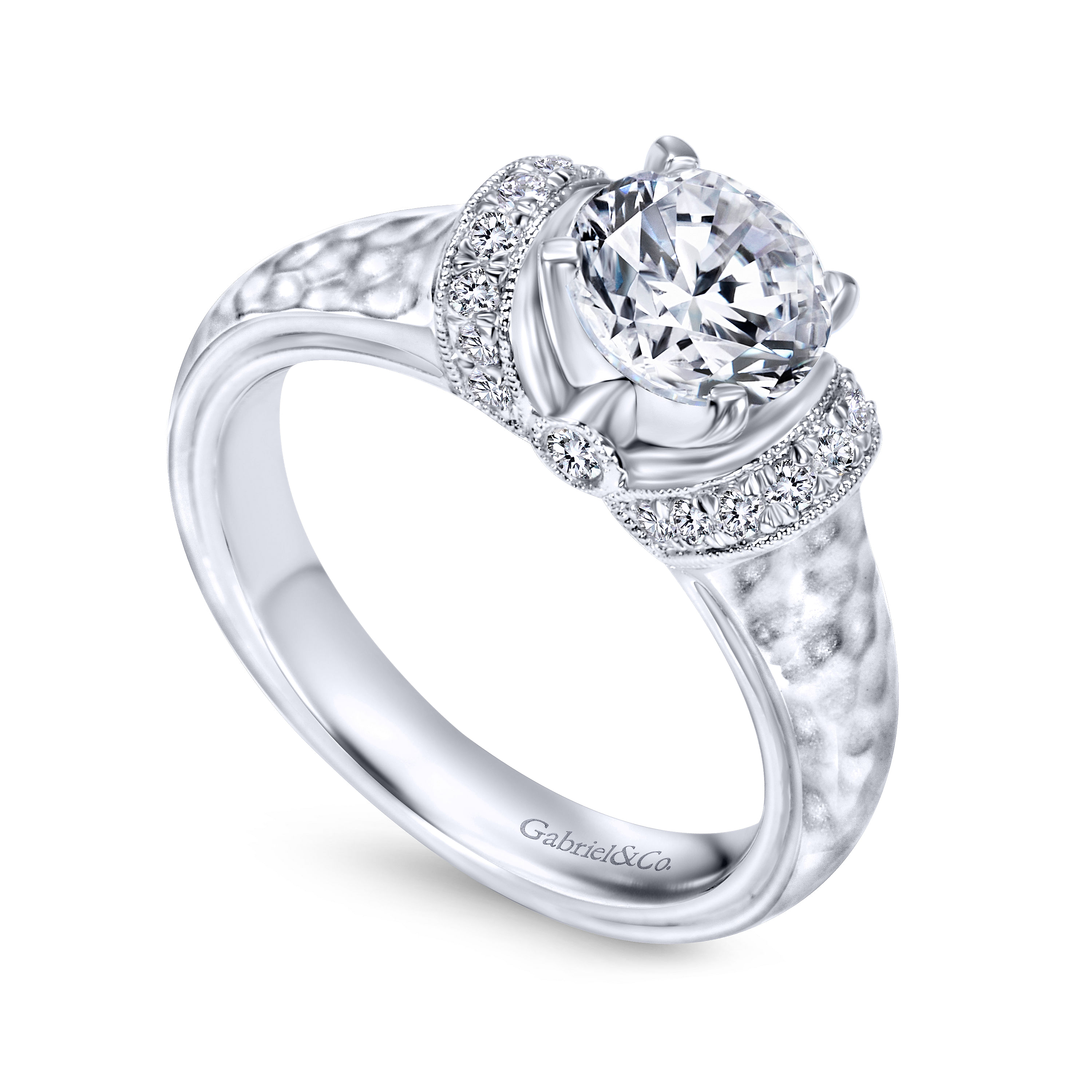 14k White Gold Diamond Straight Engagement Ring angle 3 14k White Gold Diamond Straight Engagement Ring angle 3