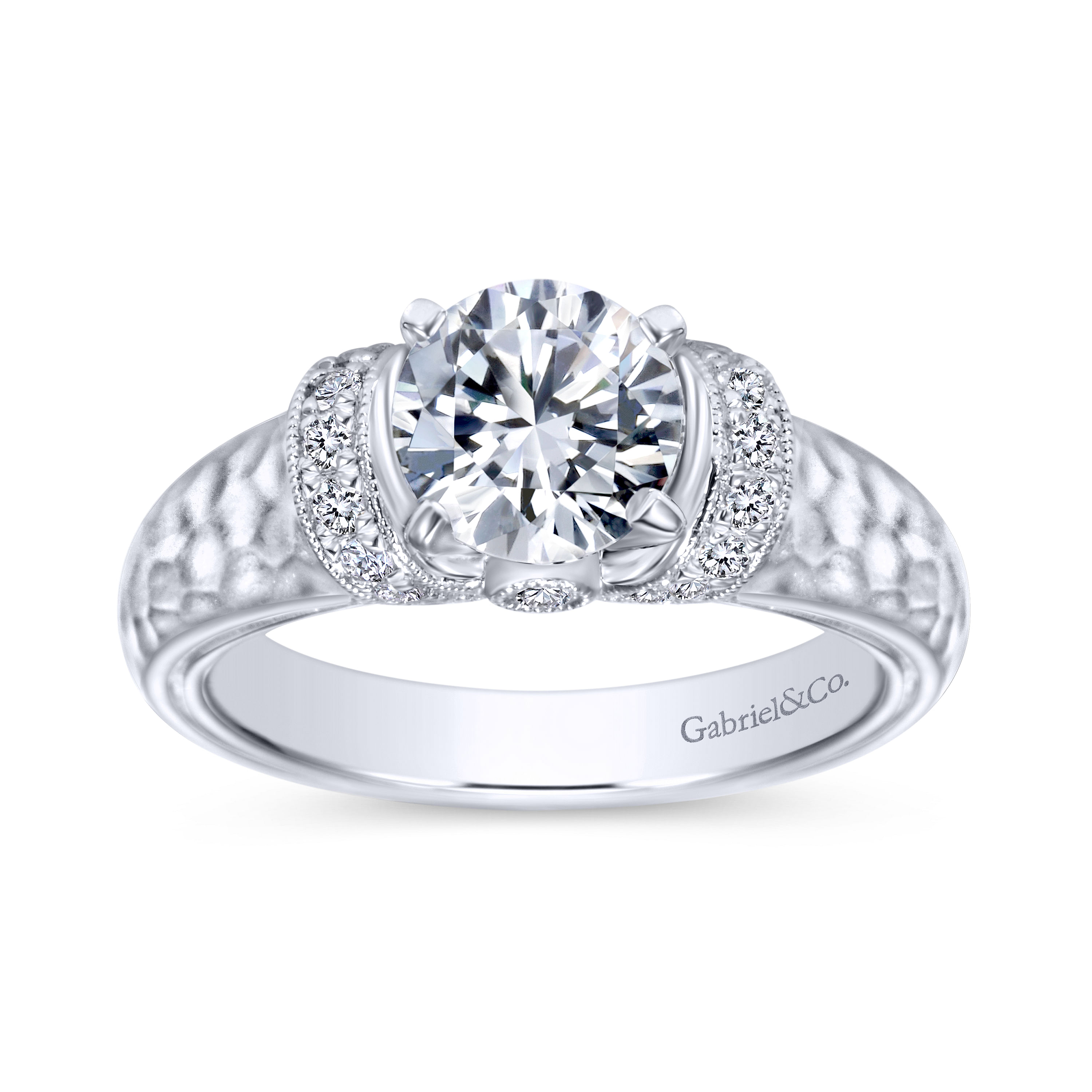 14k White Gold Diamond Straight Engagement Ring angle 5 14k White Gold Diamond Straight Engagement Ring angle 5