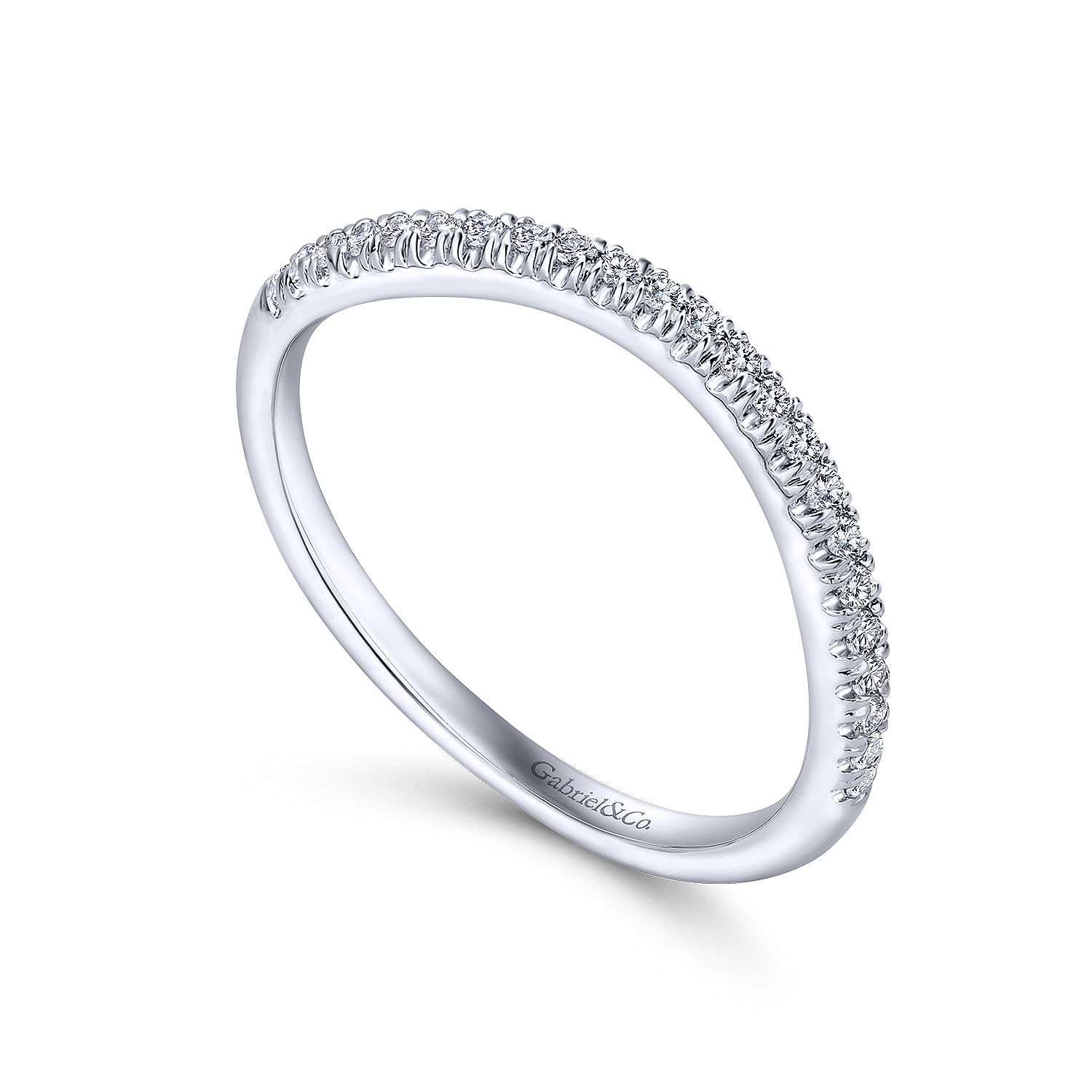 14k White Gold Diamond Straight Wedding Band angle 3 14k White Gold Diamond Straight Wedding Band angle 3
