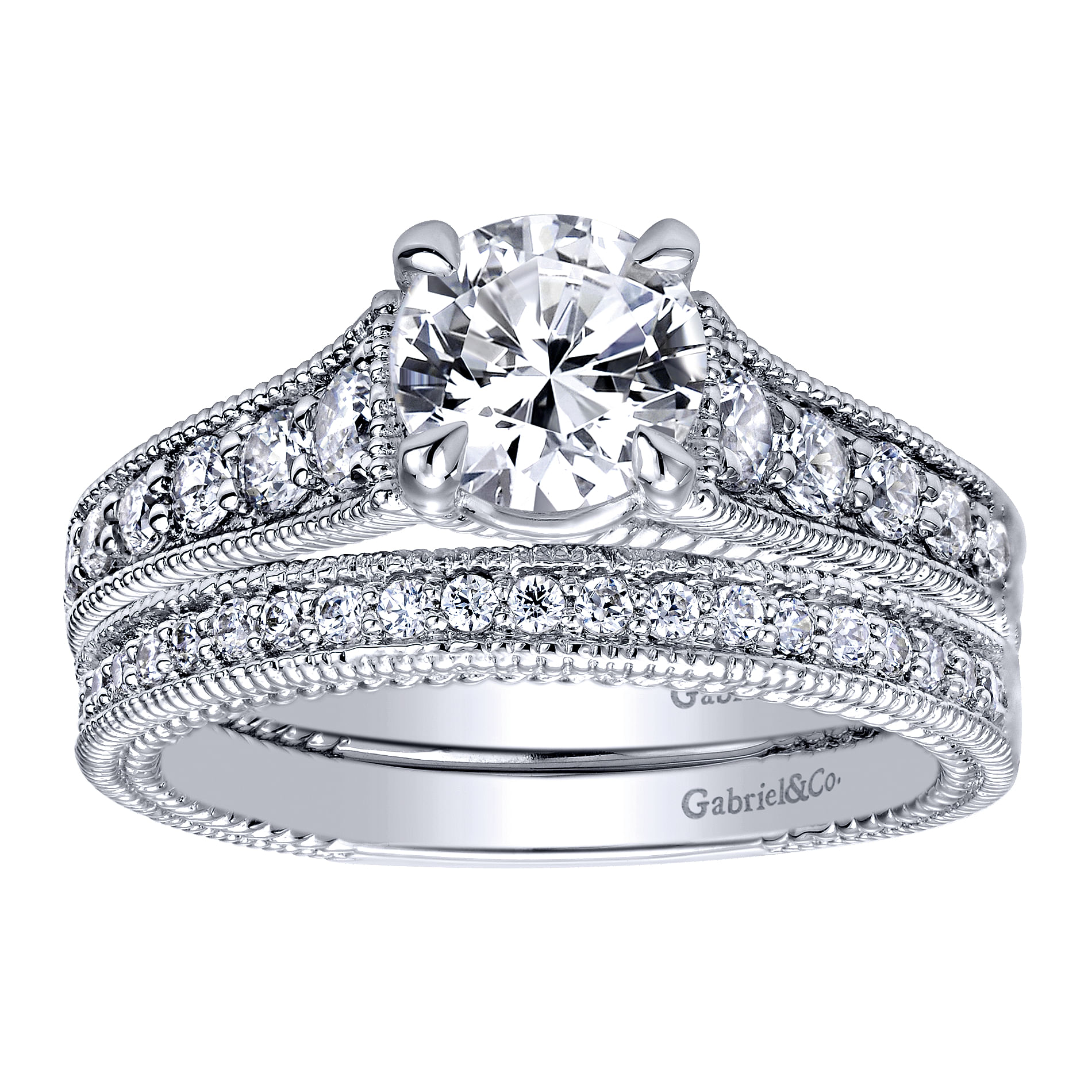 14k White Gold Diamond Straight Wedding Band angle 4 14k White Gold Diamond Straight Wedding Band angle 4