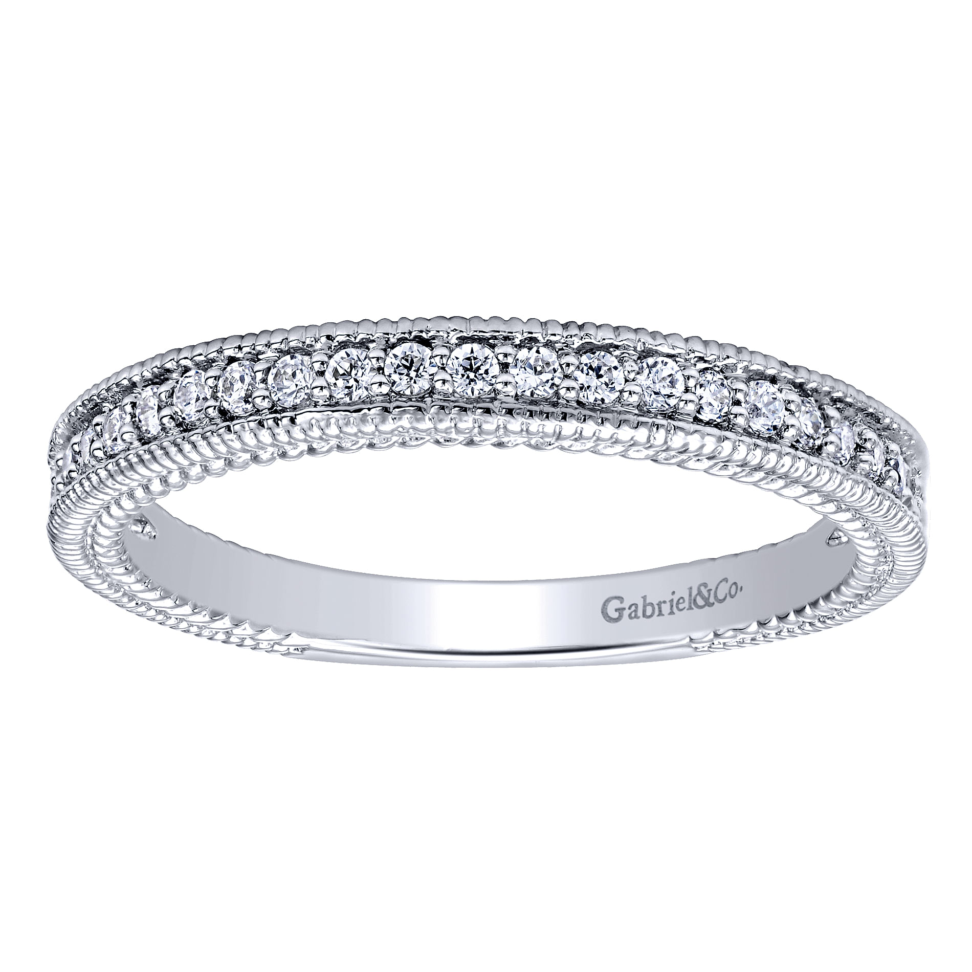 14k White Gold Diamond Straight Wedding Band angle 5 14k White Gold Diamond Straight Wedding Band angle 5