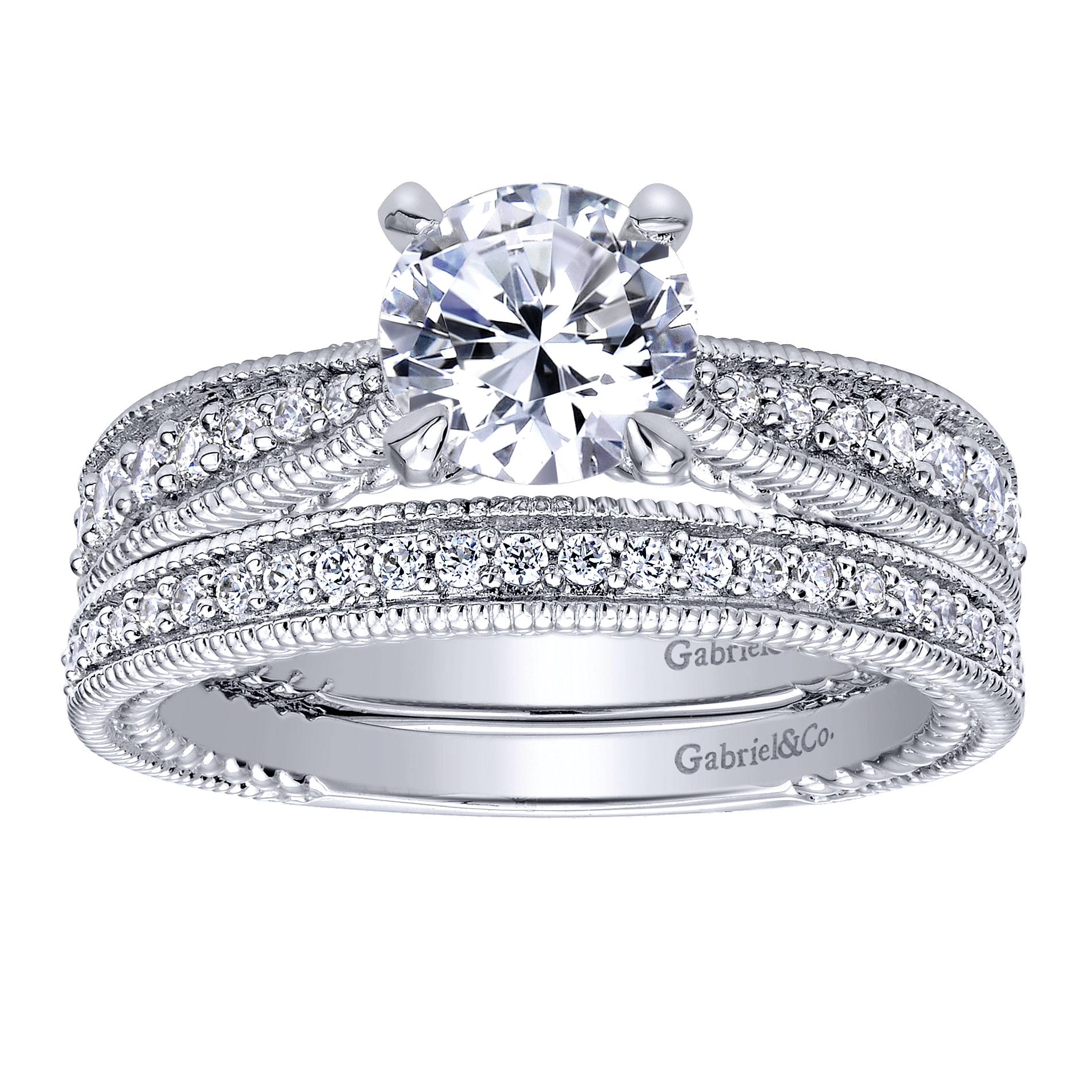14k White Gold Diamond Straight Wedding Band angle 4 14k White Gold Diamond Straight Wedding Band angle 4